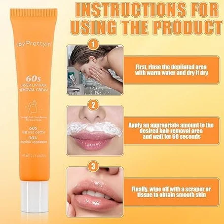 Crema Depilatoria Facial Mujer para Labios, Labio Superior, Piernas, Brazos, Axilas, Mejillas