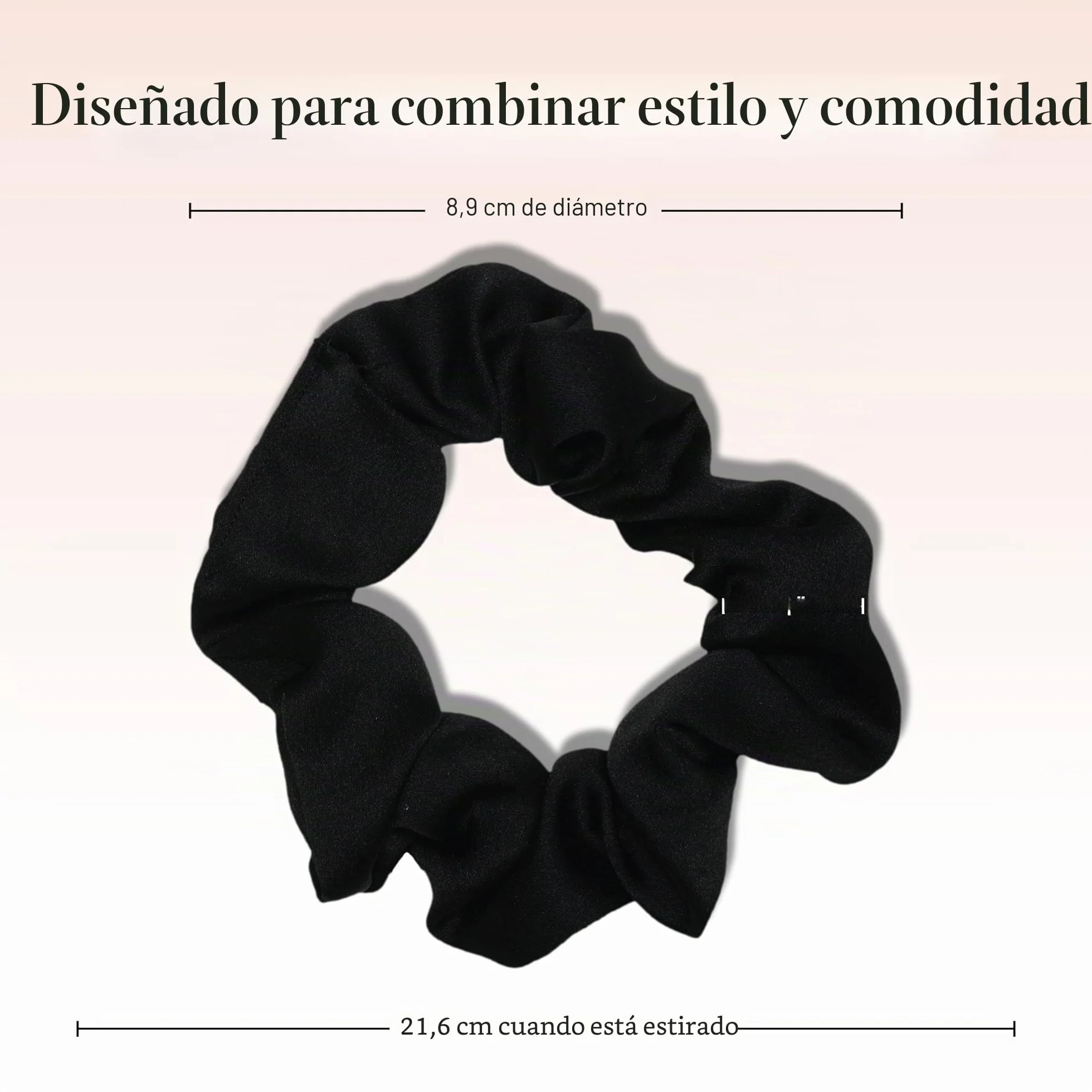 Kitsch 5 gomas de pelo de satén, antiencrespamiento y rotura, agarre suave, negras