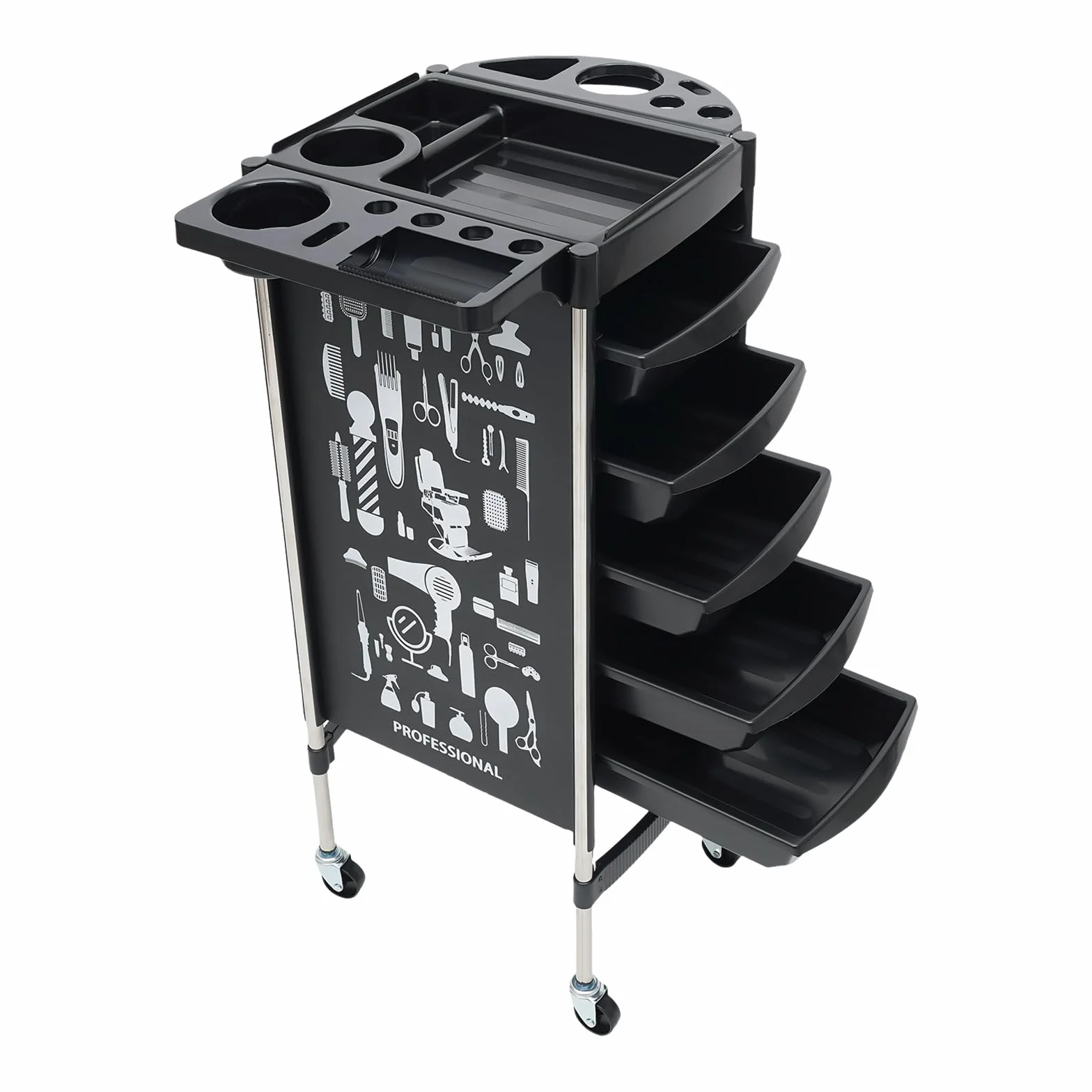 Carro de peluquería con cajones extensibles, carrito de salón de belleza con ruedas