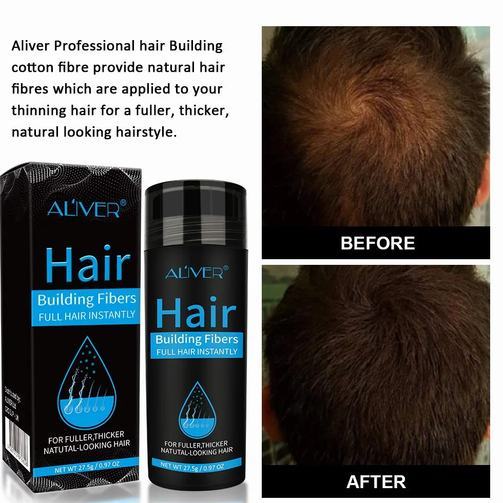 Hair Building Fibers Corrector de Pérdida de Capilares Fibra de Calidad Profesional Spray de Polvo para Adelgazar Cabello (Negro)