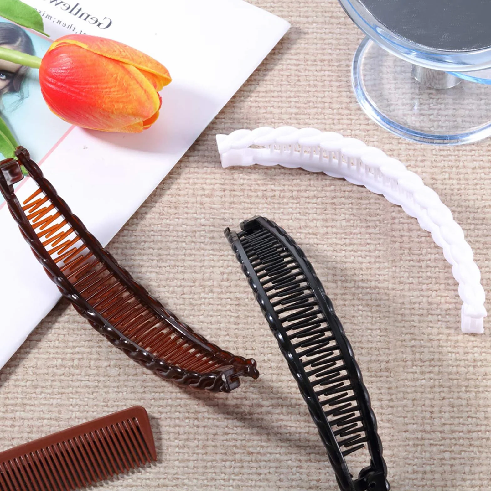 Banana Clip 4 Pinzas para el Cabello de Plátano Accesorios Vintage Peine de Cola de Pez