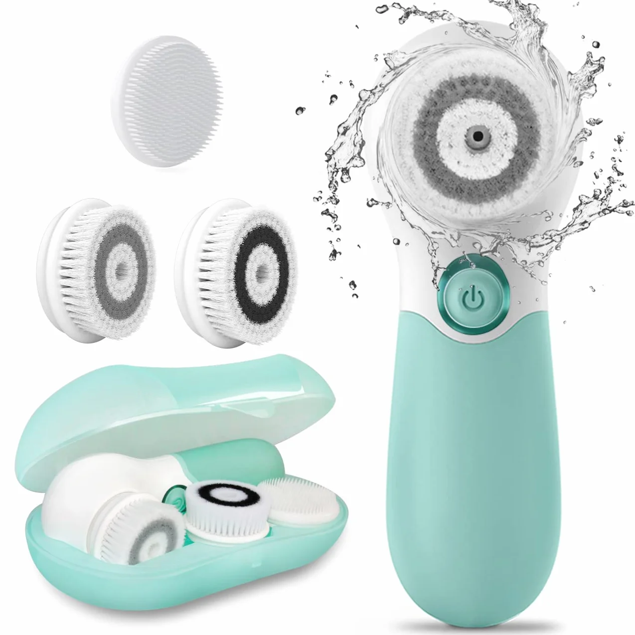 TOUCHBeauty Cepillo de limpieza facial eléctrico exfoliante con 3 cabezales y 2 velocidades