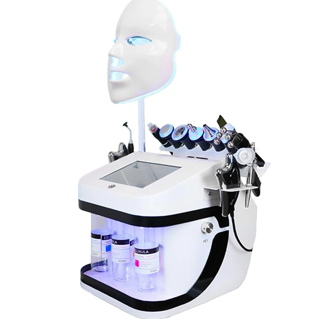 Máquina Belleza Facial De Hidrooxigenación 11 En 1, Limpiador Poros con Microdermoabrasión,Removedor Puntos Negros con Pulverizador Microburbujas Y Mascarilla Facial LED