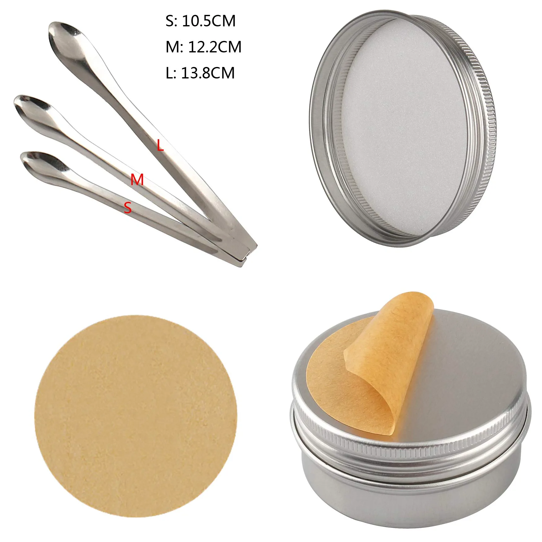 100 piezas 60ml Tarros de hojalata de aluminio de plata redondos vacíos con tapas de tornillo envases de cosméticos ideales para bálsamo labial DIY vela pomada en polvo artesanías incluyendo 3