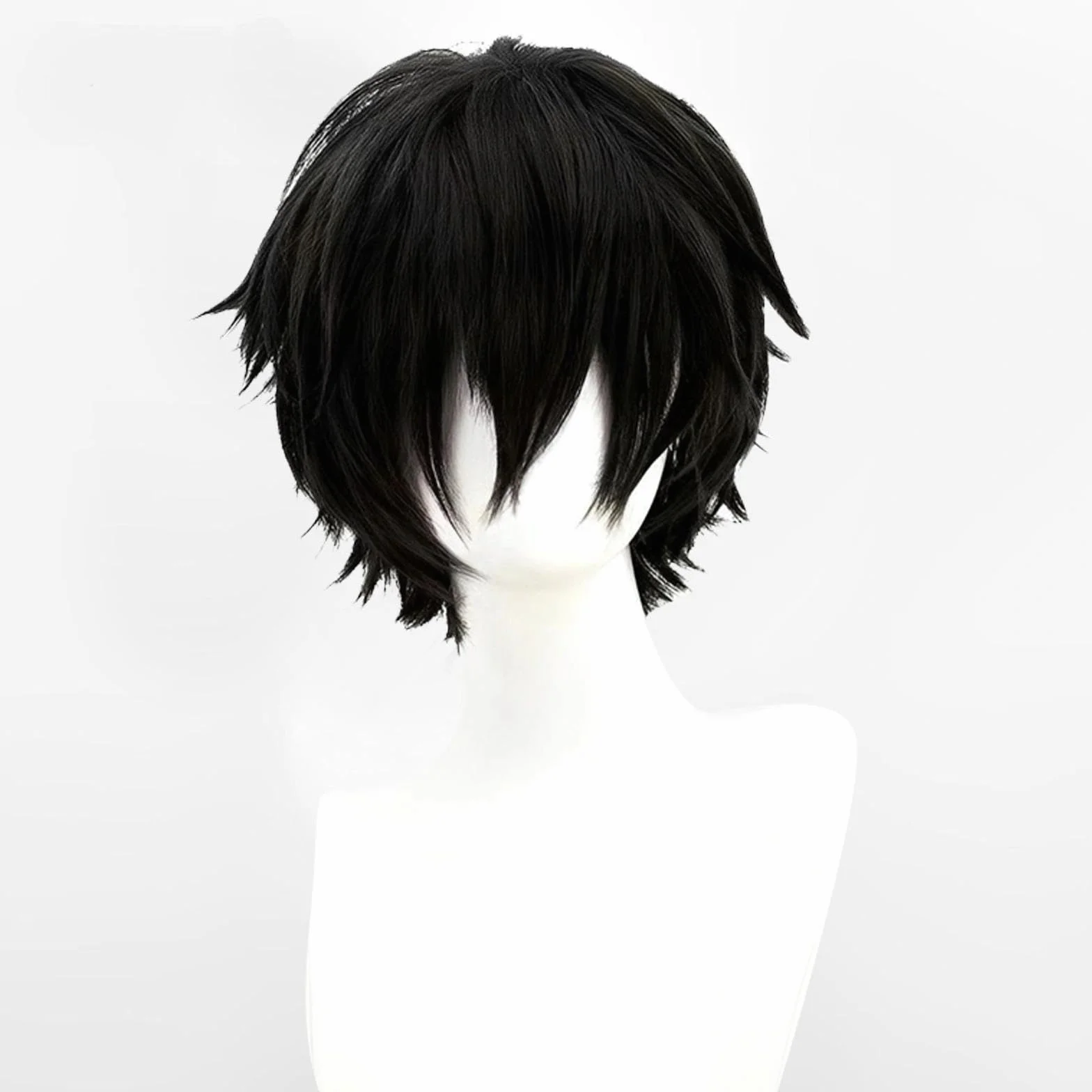 Peluca Corta Negro Lacio Cosplay para Halloween Fiesta