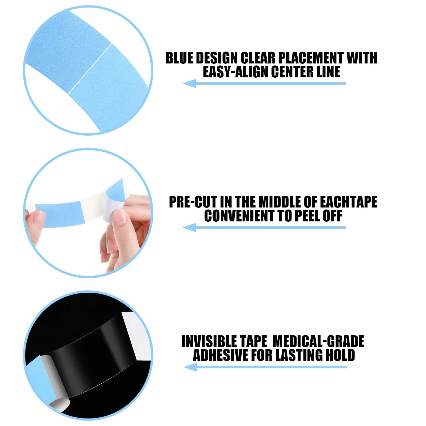 Cinta de Doble Cara para Pelucas Impermeable 60 Piezas, Cinta de Peluca Delantera Invisible