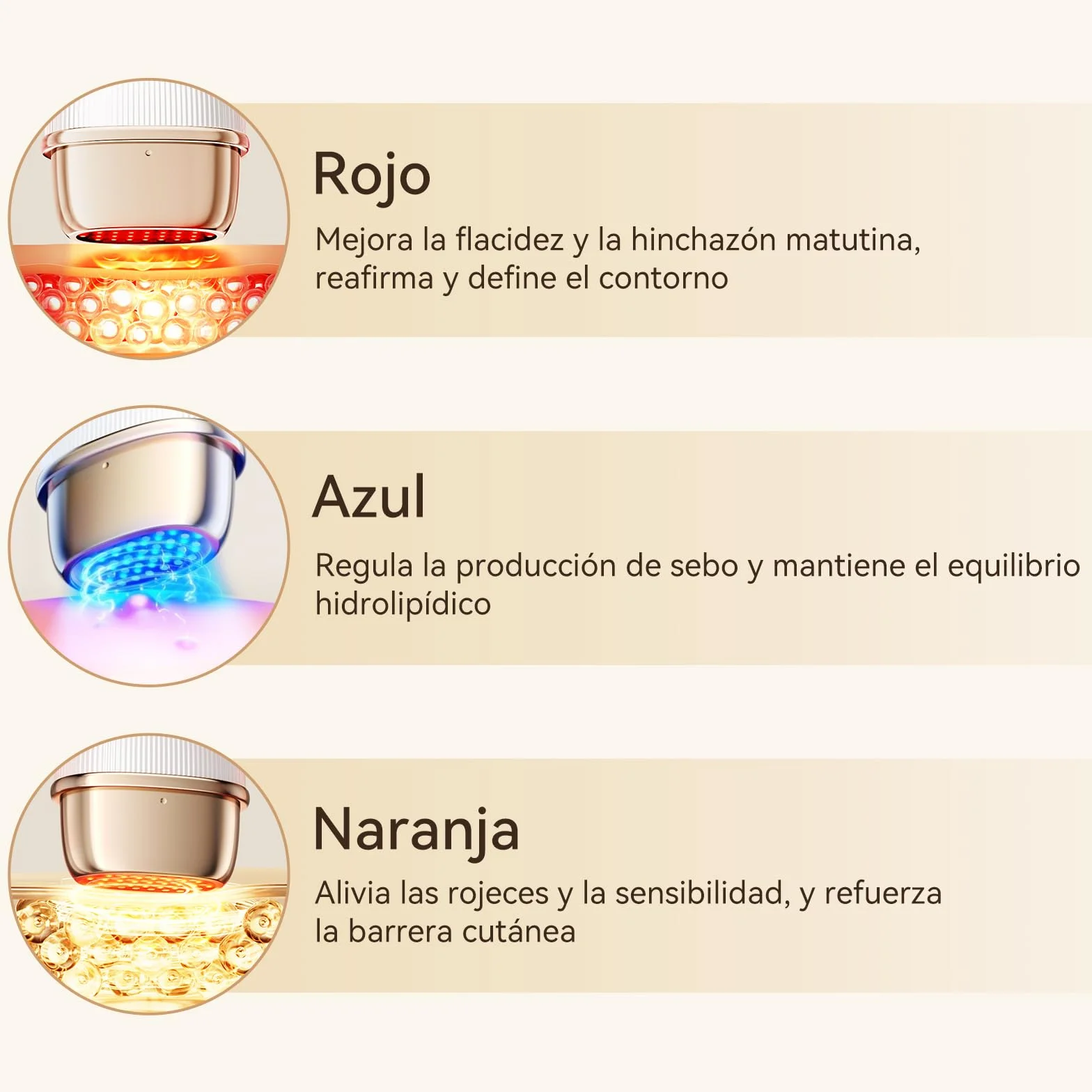 ANLAN Mini Radiofrecuencia Facial 24 Oro RF 3 Modos 3 LED 42-50°C EMS Masajeador Antiarrugas IPX6