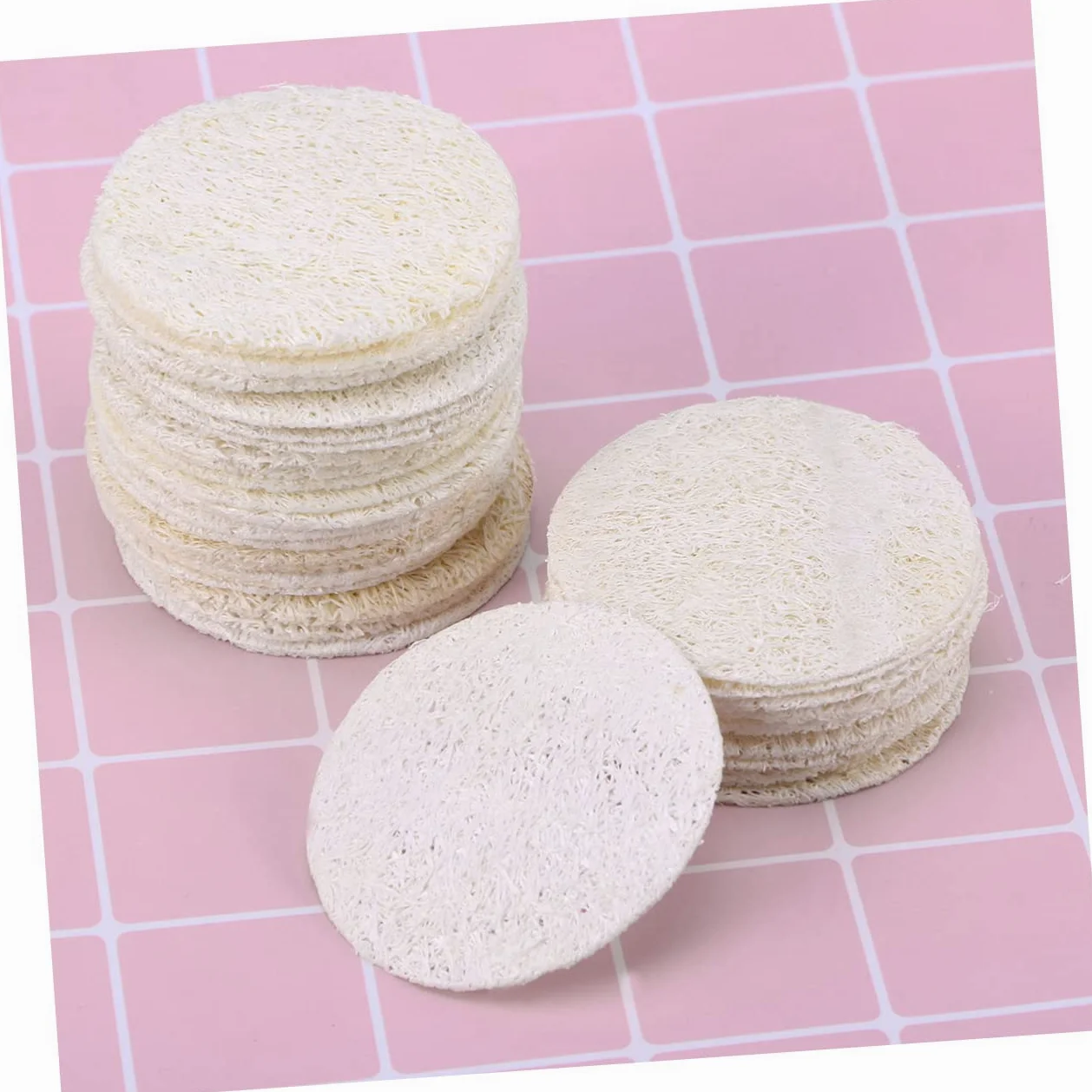 DOITOOL 500 Piezas esponjas faciales almohadillas exfoliantes faciales esponja de maquillaje redonda almohadillas de lavado facial esponjas exfoliantes de lufa constituir Depurador lavabo