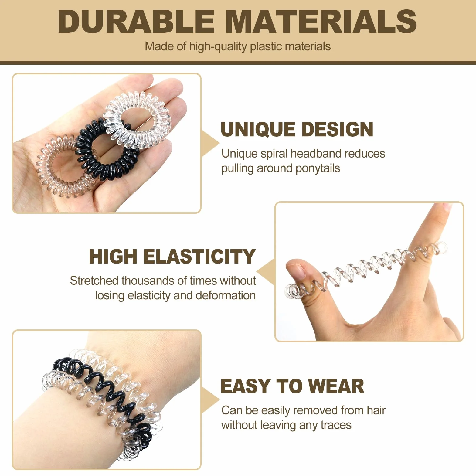 Sularpek 12 Piezas Gomas de Pelo Espiral Resistentes al Agua para Mujer y Niña