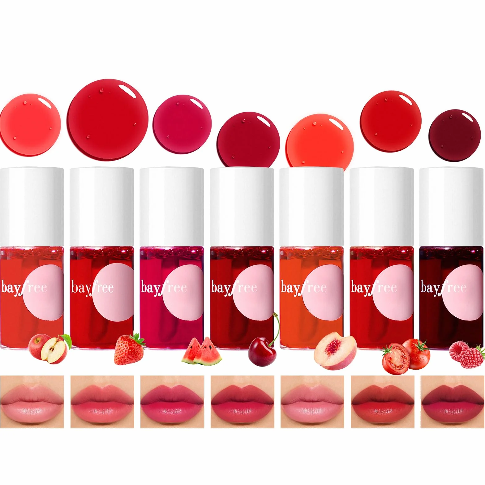 Bayfree 7 Colours Lip Tint Stain Set, Tinte Labios Duraderos Impermeables Mate Ligero