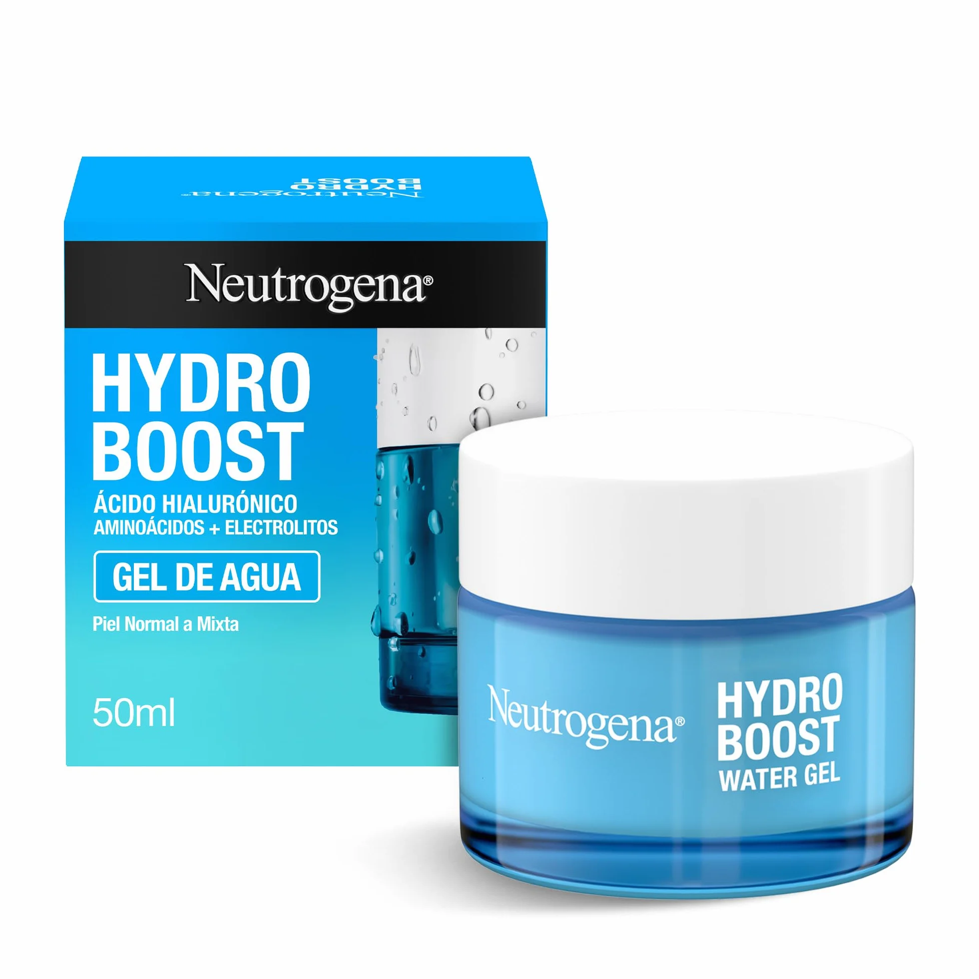 Neutrogena Hydro Boost Gel de Agua 50 ml Hidratante Facial Ácido Hialurónico Aminoácidos 72h No Grasa Piel Normal Mixta