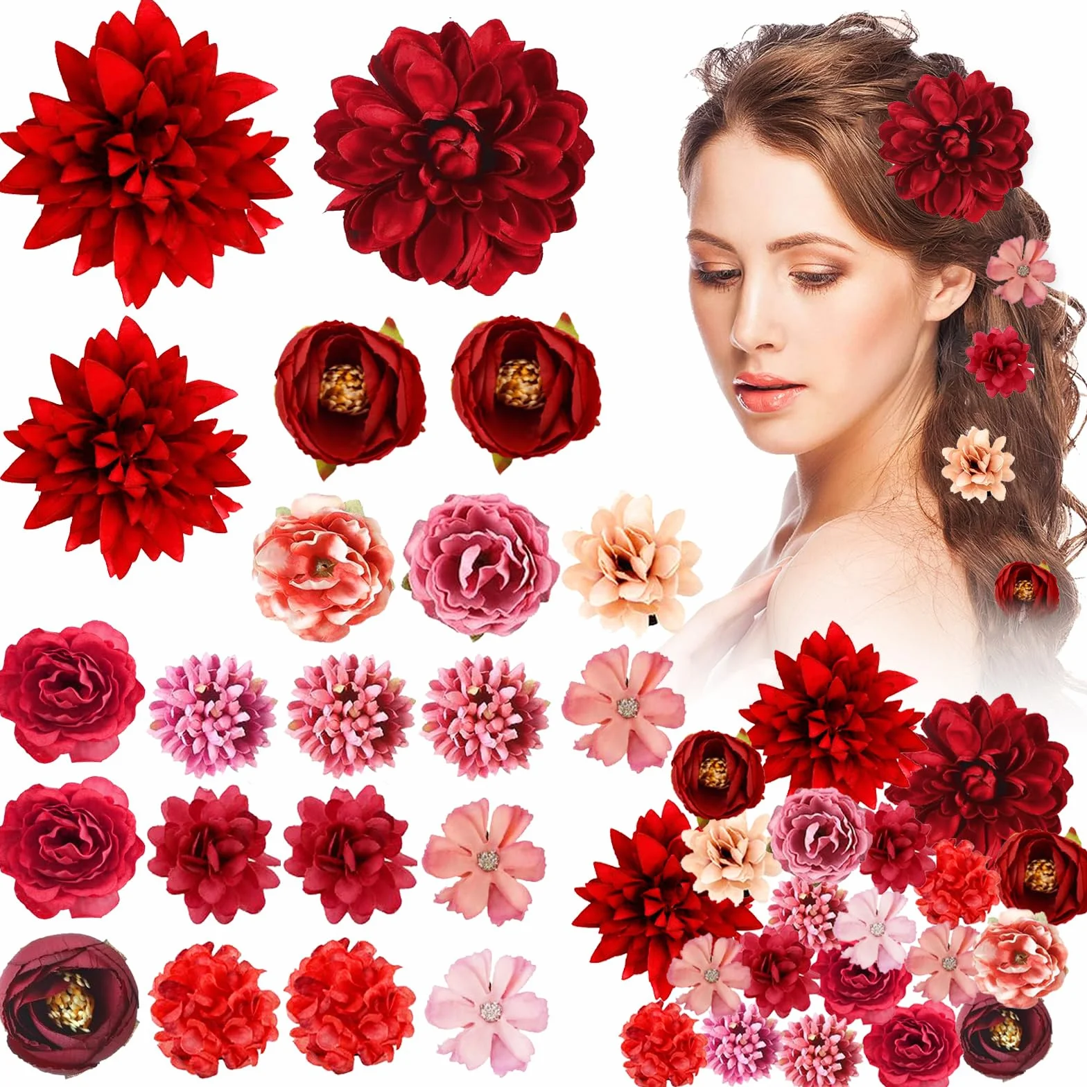 HIFOT 21 Piezas Pinzas Pelo Mujer Niña, Clips de Pelo Flor, Horquillas Pasadores Pelo, Accesorios Pelo Tocados Boda Fiesta Playa