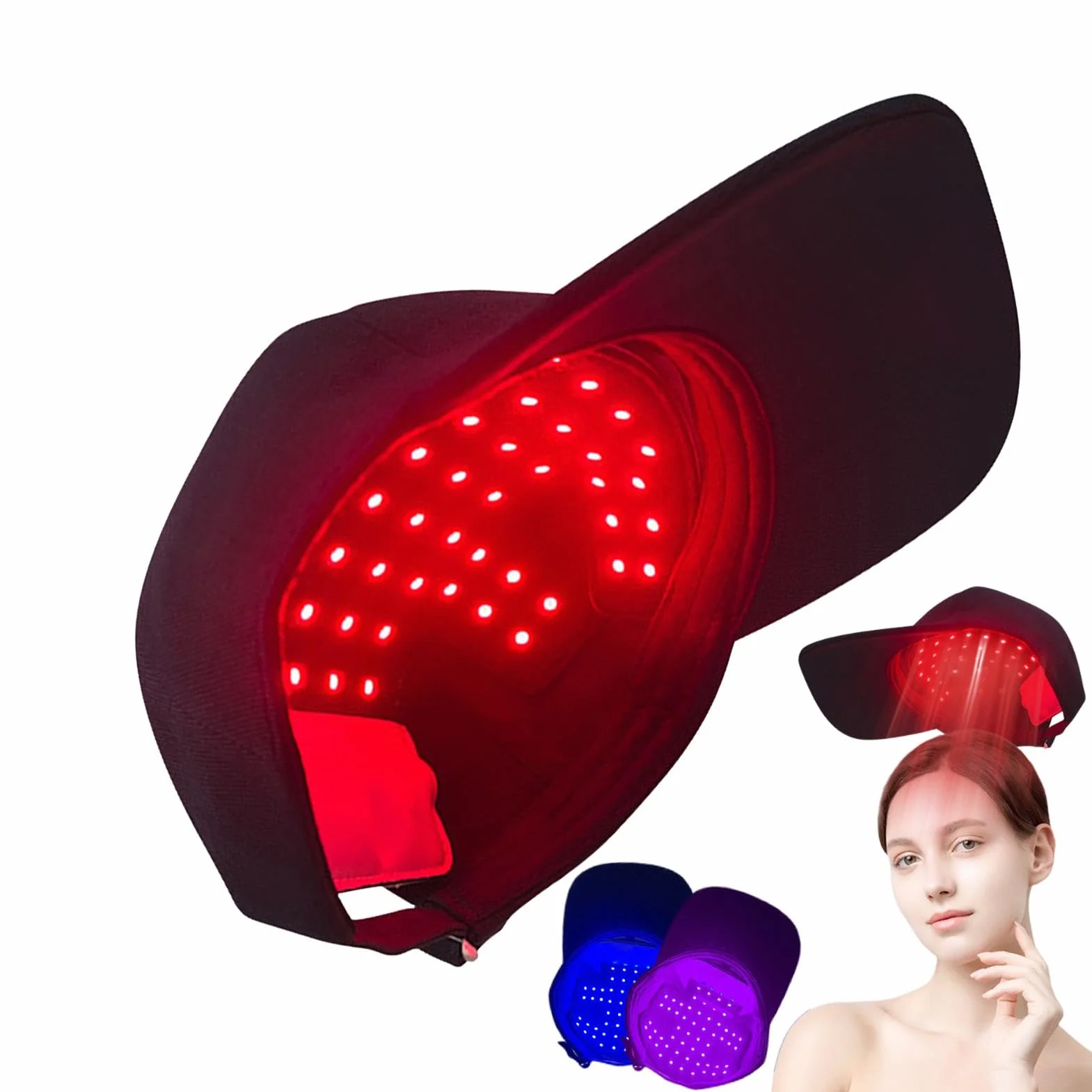 Gorra LED infrarrojo para crecimiento del cabello, dispositivo antialopecia recargable