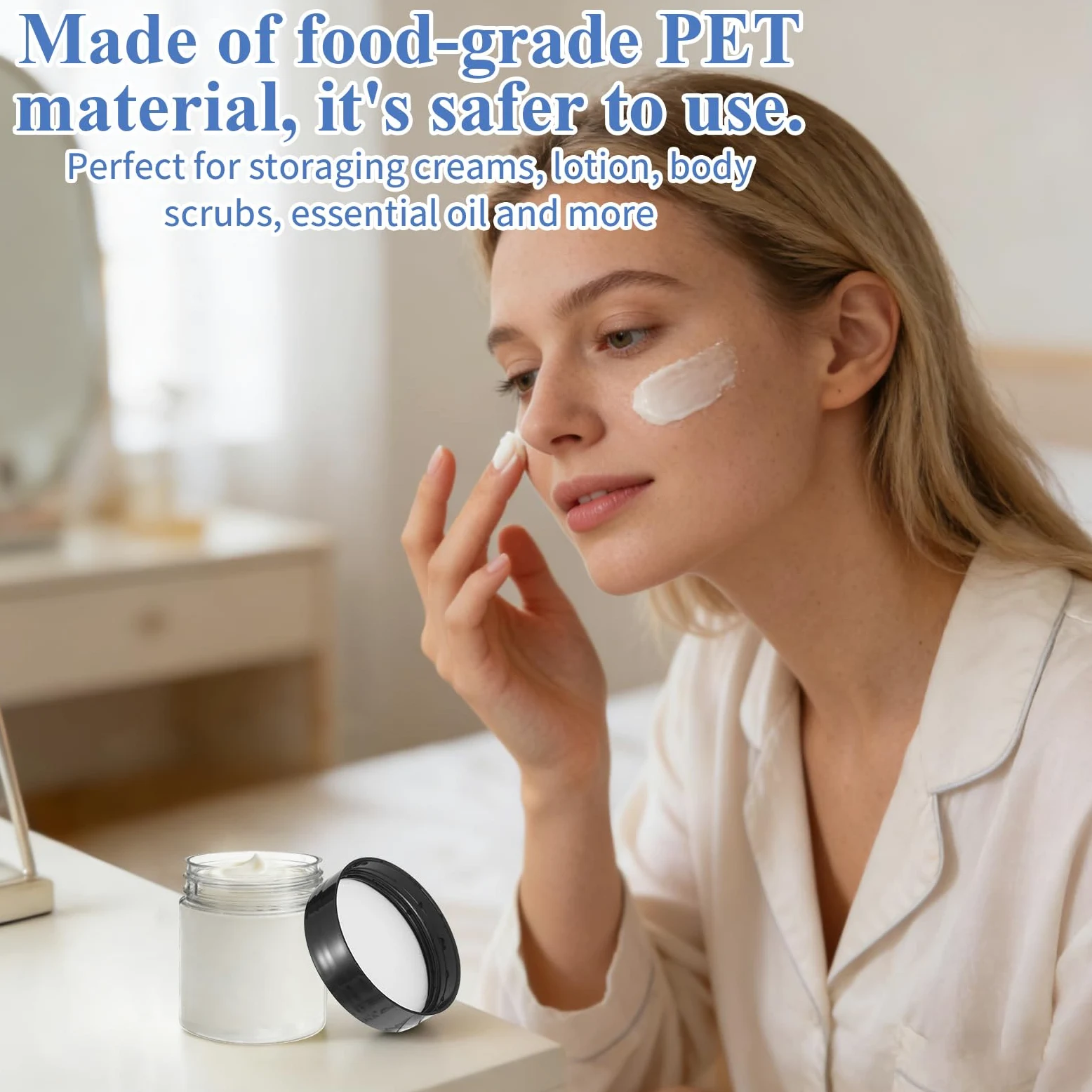 Paquete de 100 tarros de plástico redondos transparentes de 4 onzas con tapas negras, tarros pequeños de boca ancha a prueba de fugas para loción, crema, ungüentos, maquillaje, sombra de ojos