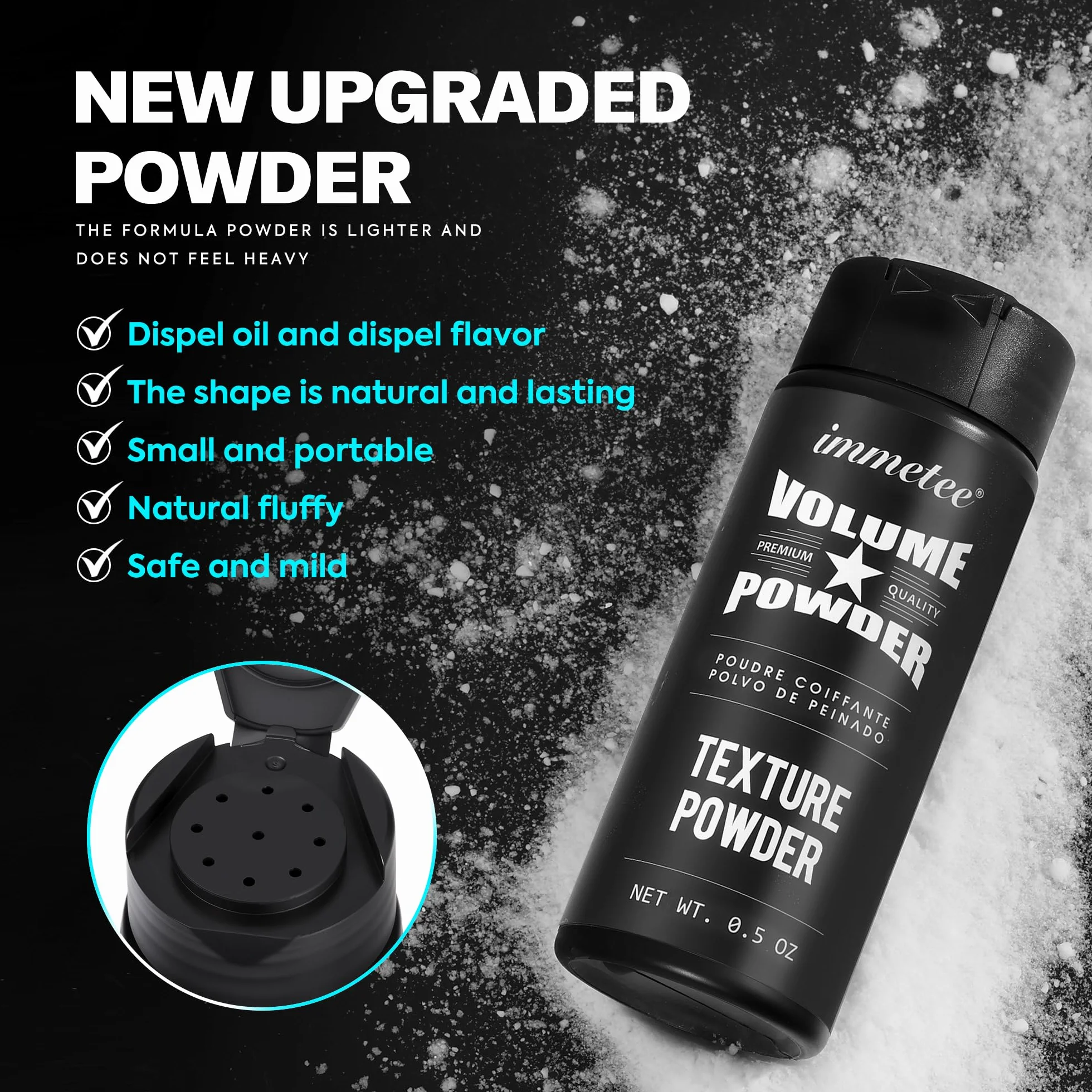 immetee Polvos Volumen Texturizantes para el Pelo Hombre Mujer, Efecto Mate Acabado Natural, 14g