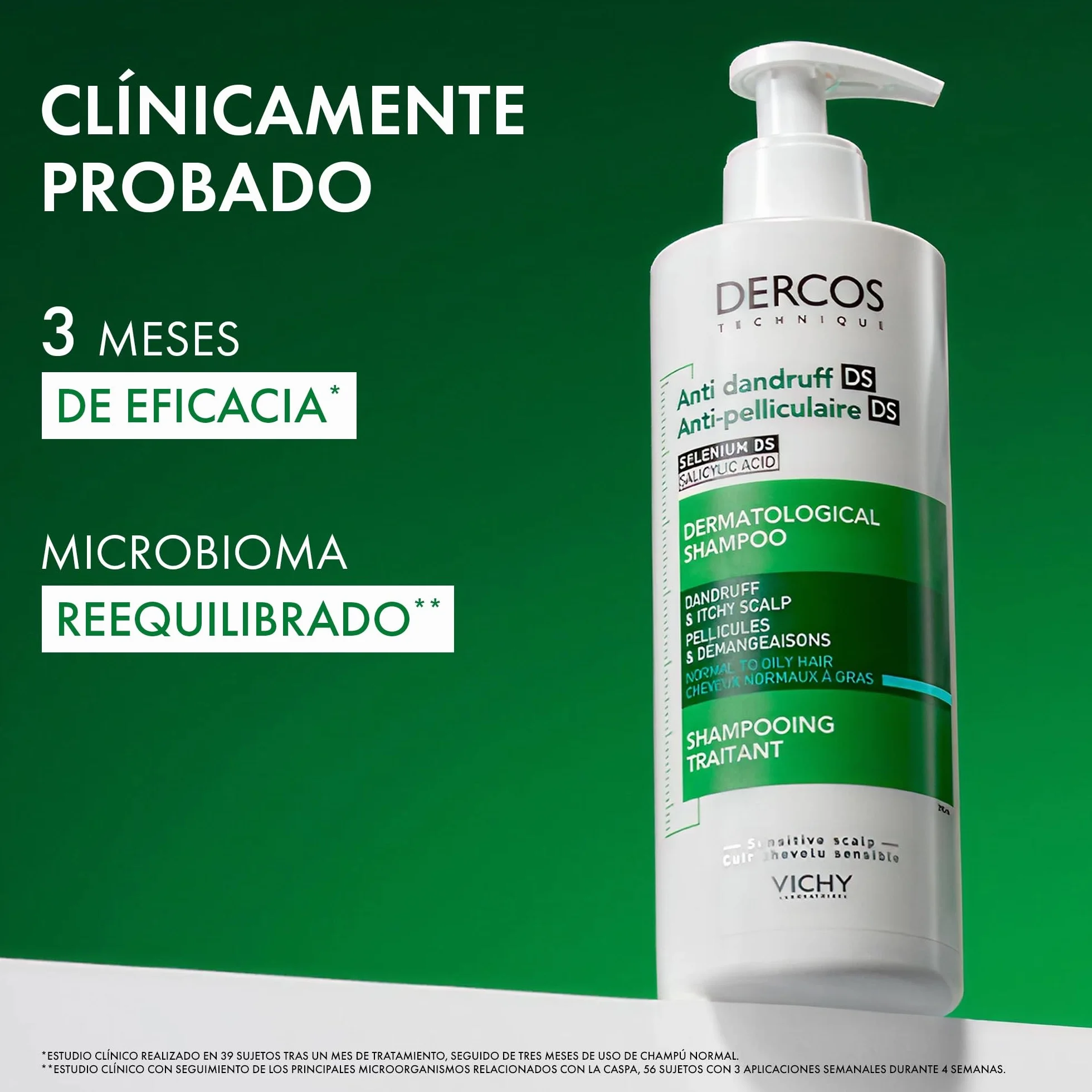 Vichy Dercos Technique Champú Anticaspa 390 ml Cabellos Grasos Doble Eficacia