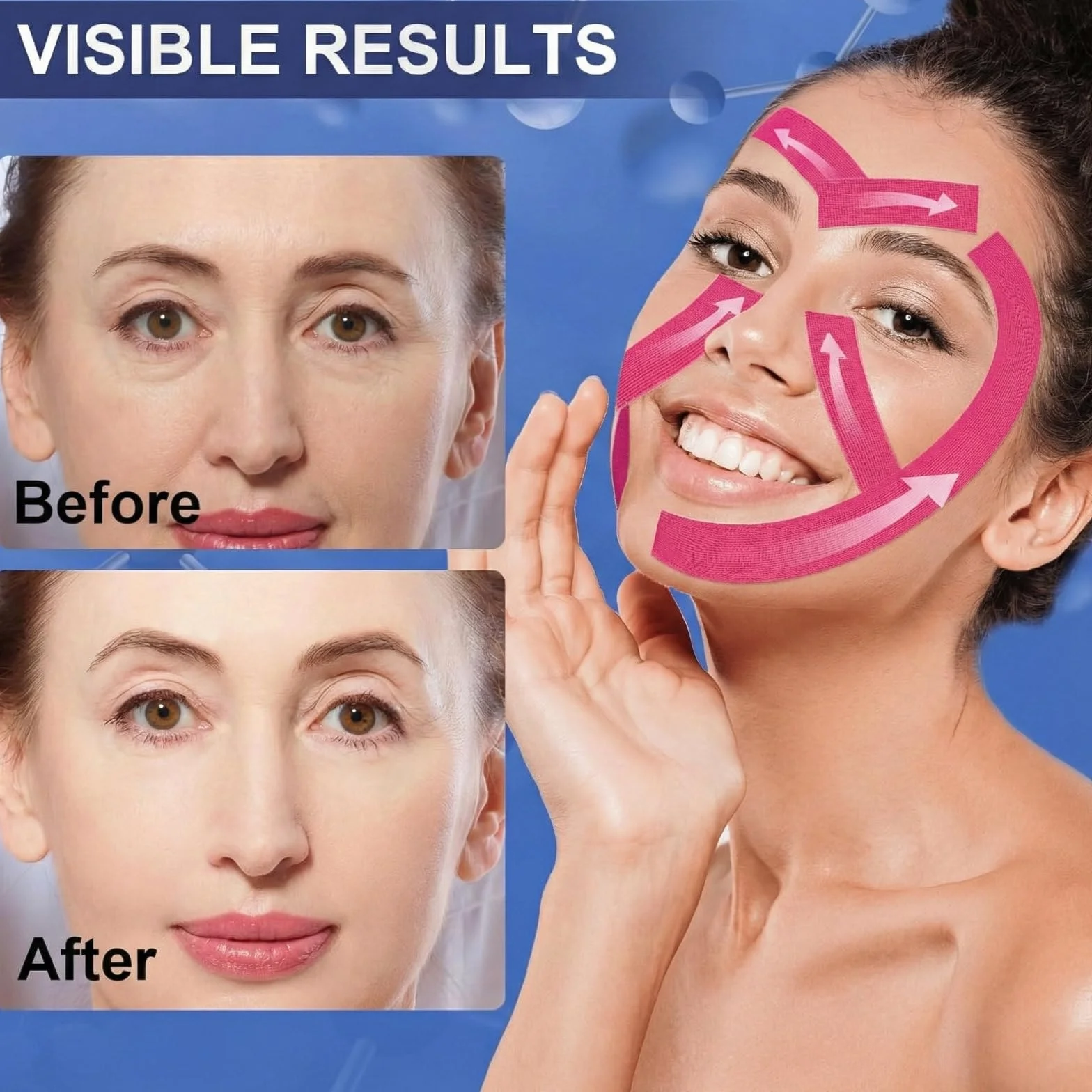 Cinta de elevación facial 2 unidades antiarrugas reafirmante piel 2,5 x 500 cm