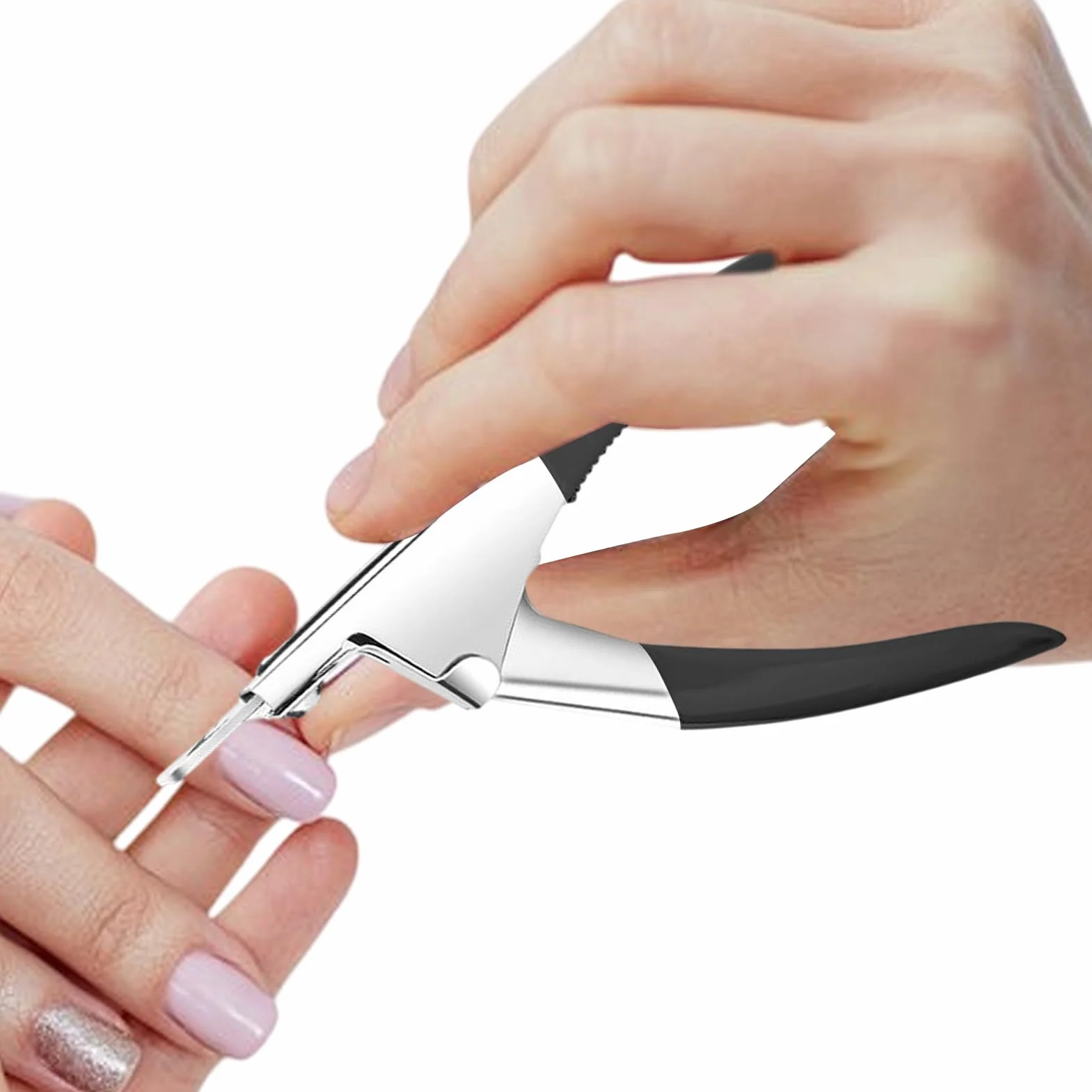 Cortador de uñas falso de acero inoxidable para puntas acrílicas, herramienta de manicura