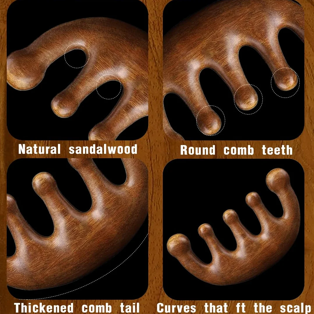 Peine de madera Gua Sha multiusos para cuero cabelludo, masaje acupuntura relajación