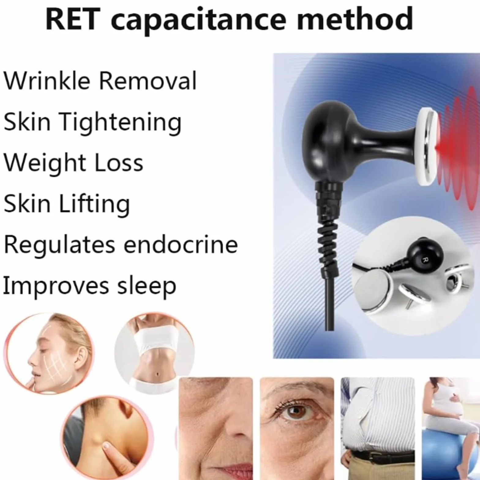 448KHZ Therapy Machine RES CET Monopole RF Transferencia De Energía Dispositivo De Diaterapia Para El Dolor Muscular Aliviar La Celulitis Reducir El Calentamiento Profundo