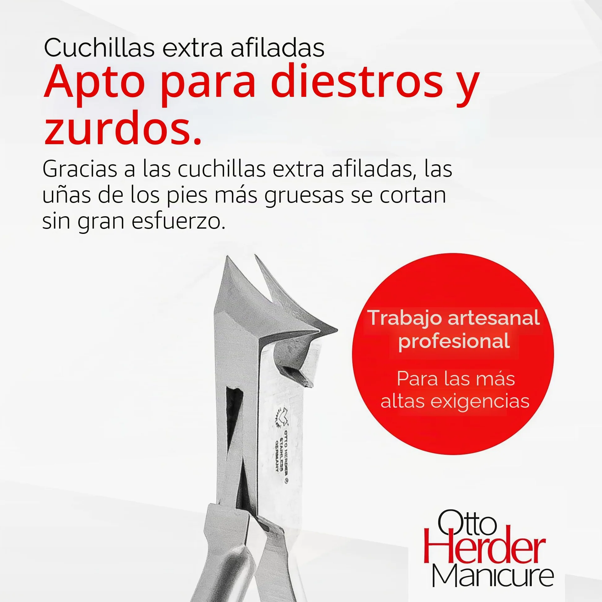 OTTO HERDER Cortaúñas de 14 cm, cortaúñas de acero inoxidable, cortaúñas con 1,6 cm de longitud de corte para uñas gruesas y encarnadas