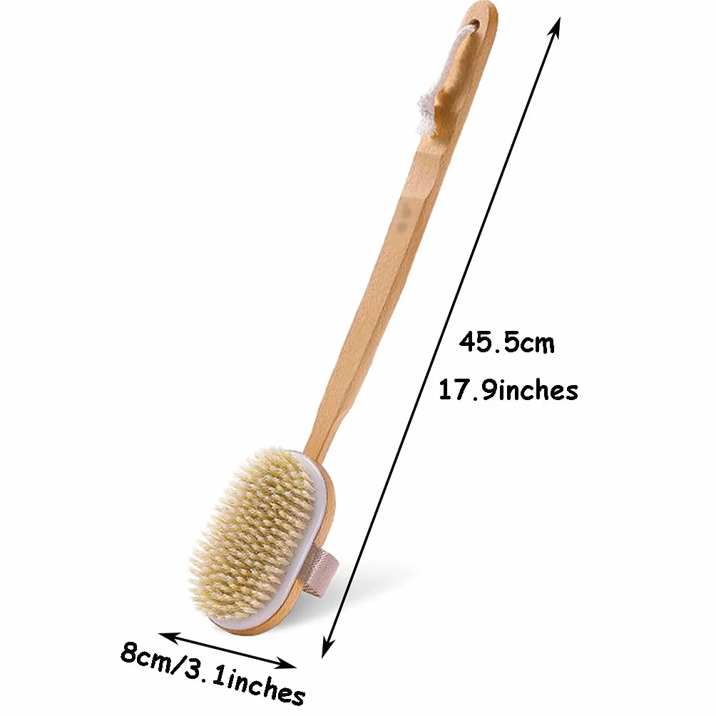 Cepillo para el Cuerpo para Cepillado en seco Depurador Corporal Desmontable Natural para Cabello húmedo y seco, Cepillo para la Piel Suave y elástico con cerdas Naturales, Mango de Haya an
