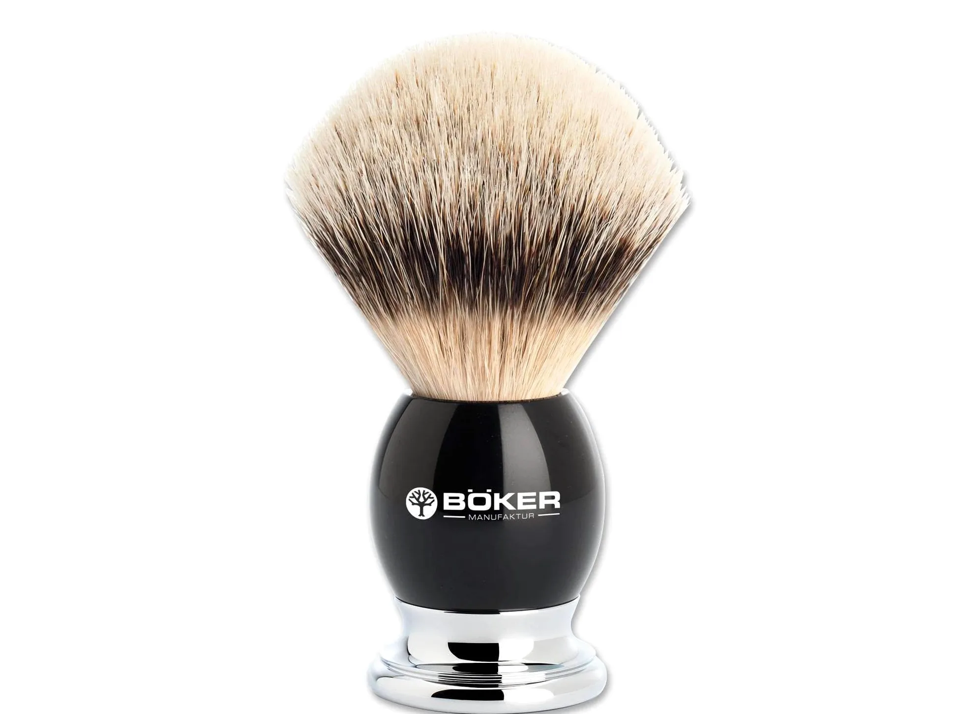 Böker 04BO128 - Brocha de Afeitado (cerdas Naturales, Base Plateada)