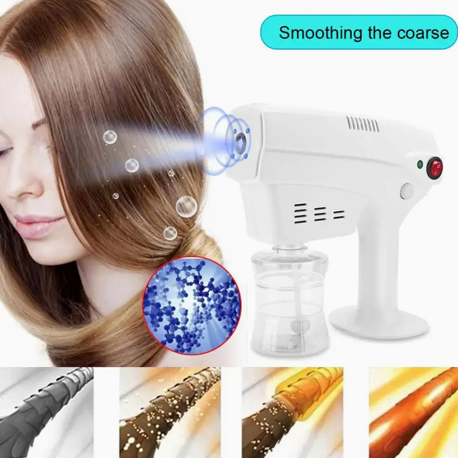 NGARY Pistola Pulverizadora De Micro Niebla, Pulverizador Nano para El Cuidado del Cabello con Pistola De Vapor con Luz, para El Hogar Y La Oficina