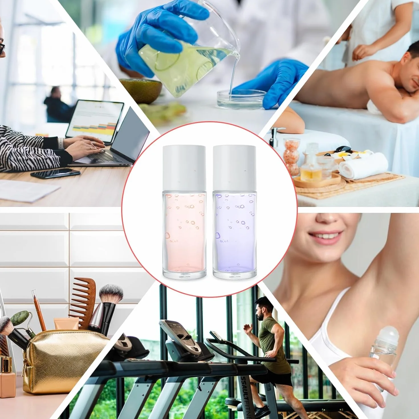 Set 50 uds Roll on Rellenable 50 ml | Roll On Aromaterapia | Bote Roll on Crema Solar Rellenable