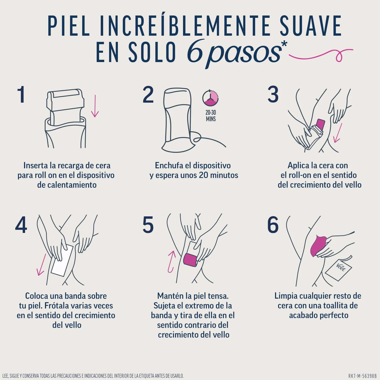 Veet Cera Depilatoria Cartucho de Recambio Roll-On Eléctrico EasyWax con Manteca de Karité 50 ml
