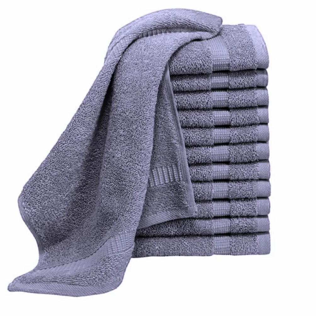 Paquete de 6, 12, 24, 36, 48, 72, 96 toallas faciales, 100% algodón egipcio, franela suave, para el gimnasio, desmaquillante, toalla para los dedos (96, gris carbón)