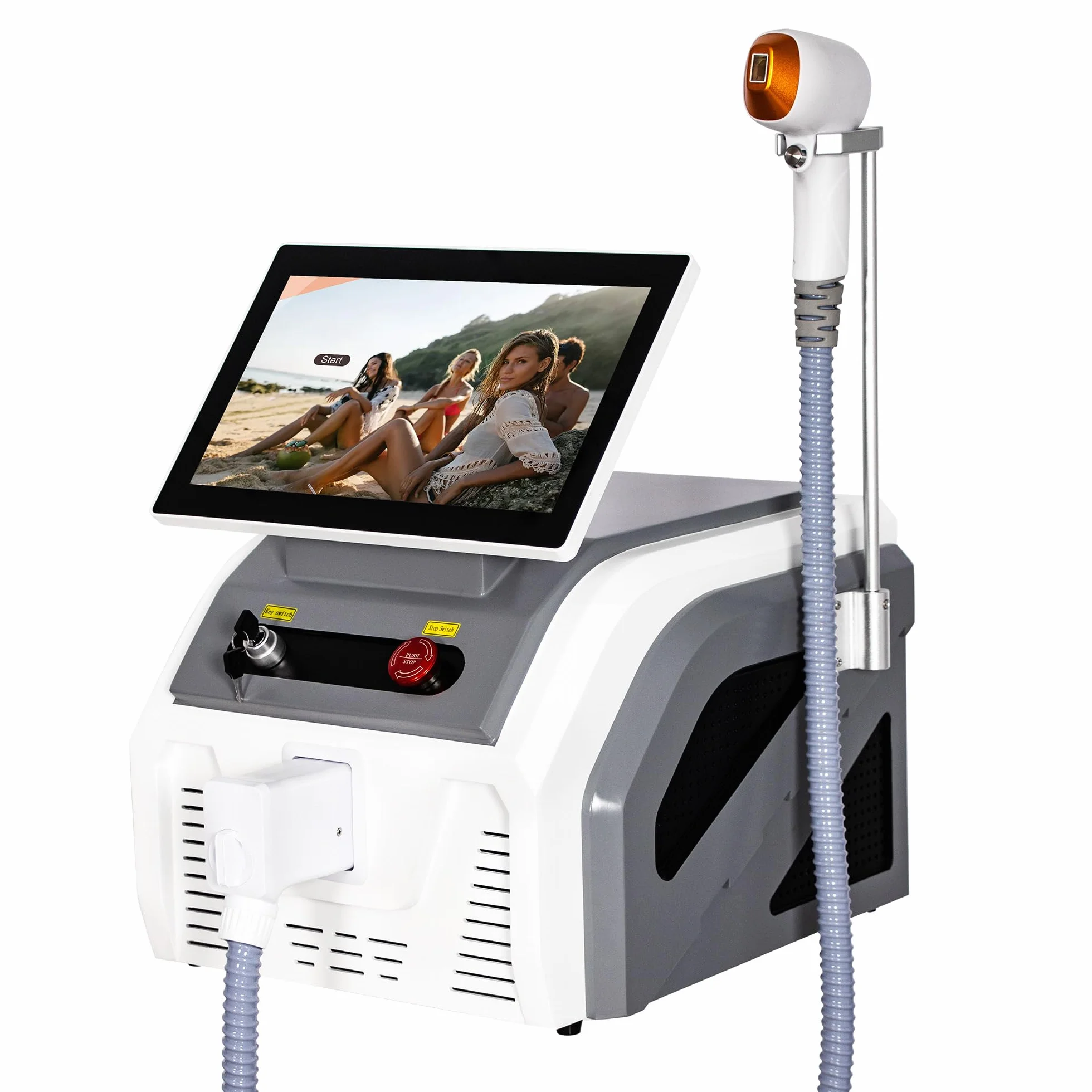 Dispositivo de depilación láser de diodo 808nm 3 en 1 755nm+1064nm con refrigeración pantalla táctil HD