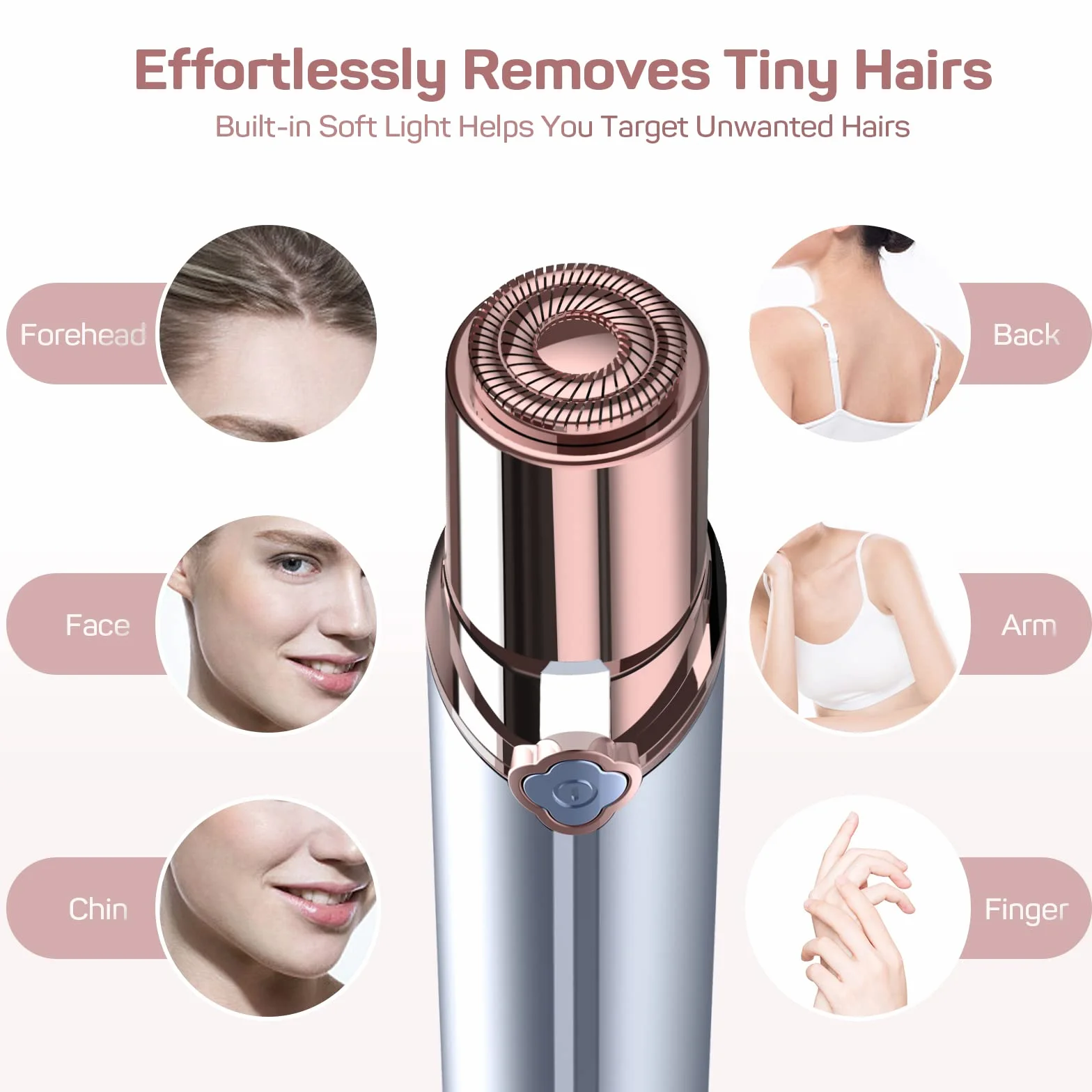 Depilación facial para mujeres (2023) - GURELAX Afeitadora facial para mujeres Eliminador de vello facial sin dolor Pelusa de melocotón en el labio superior - Incluye 4 cabezales de repuesto