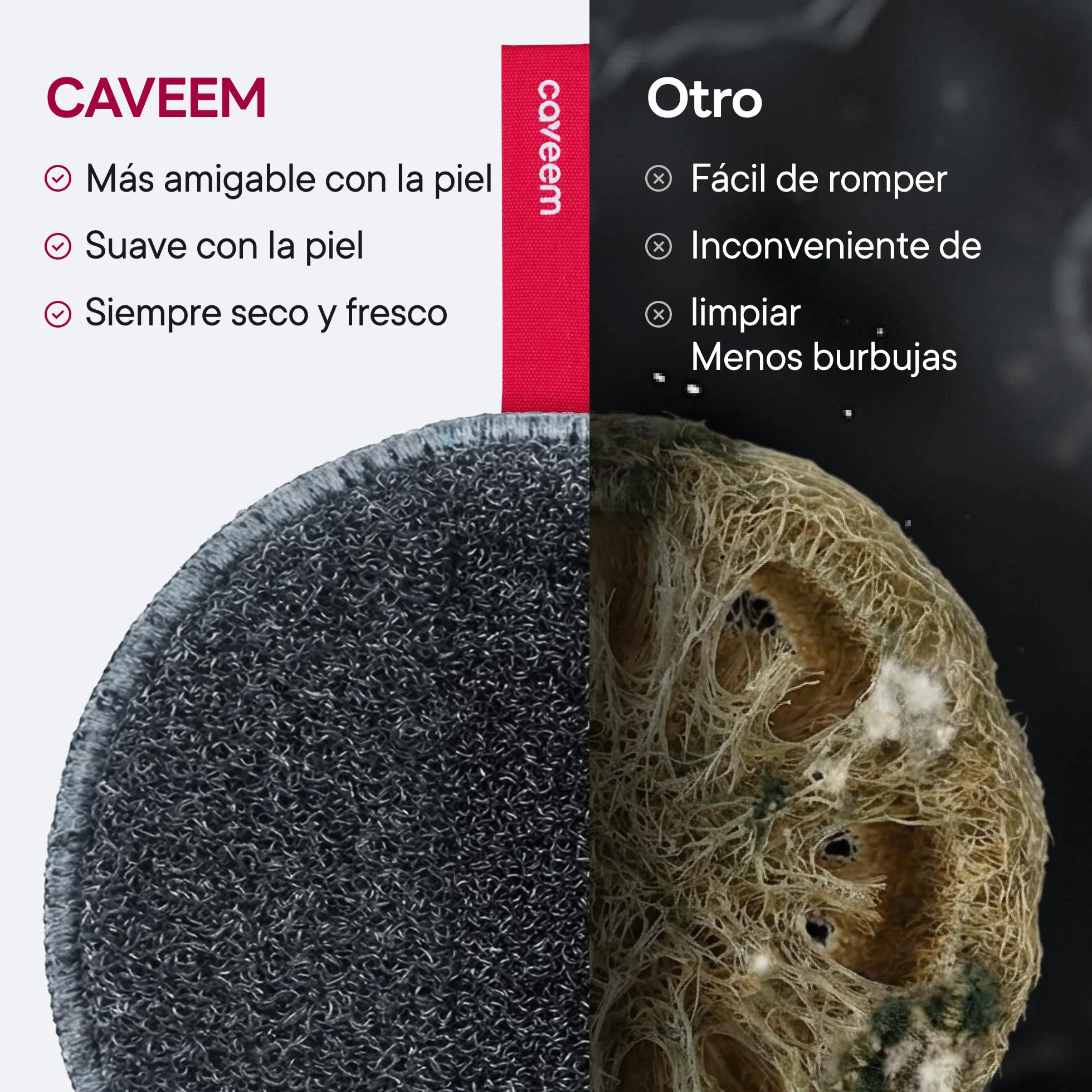 CAVEEM Esponja Exfoliante Corporal Doble Cara, Paquete de 2, Gris Oscuro