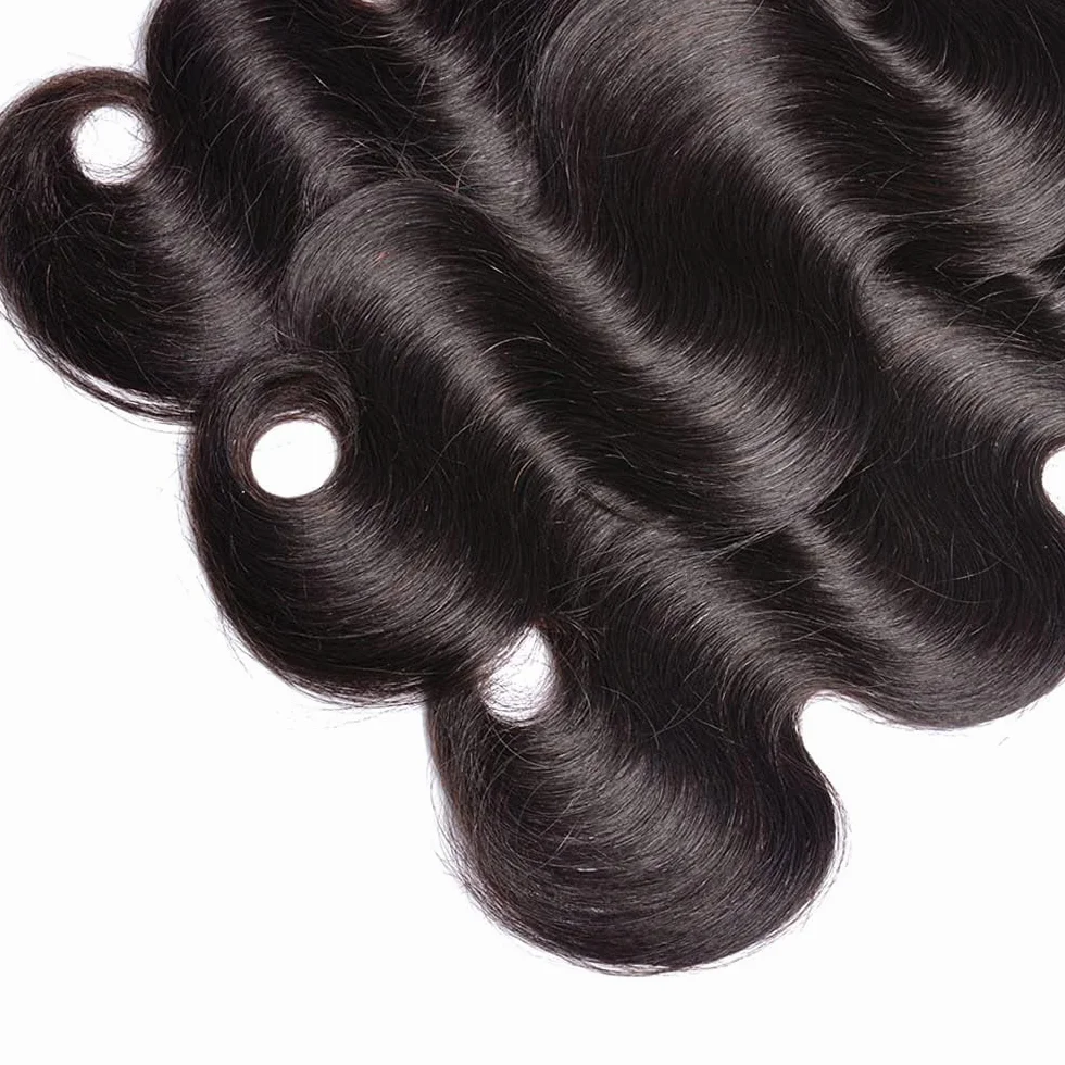 Extensiones de cabello humano con ondas de cuerpo humano, 3 paquetes de 50 g/unidad, doble trama #1B, color negro natural, para mujeres de 45,6 cm, 50,58 cm
