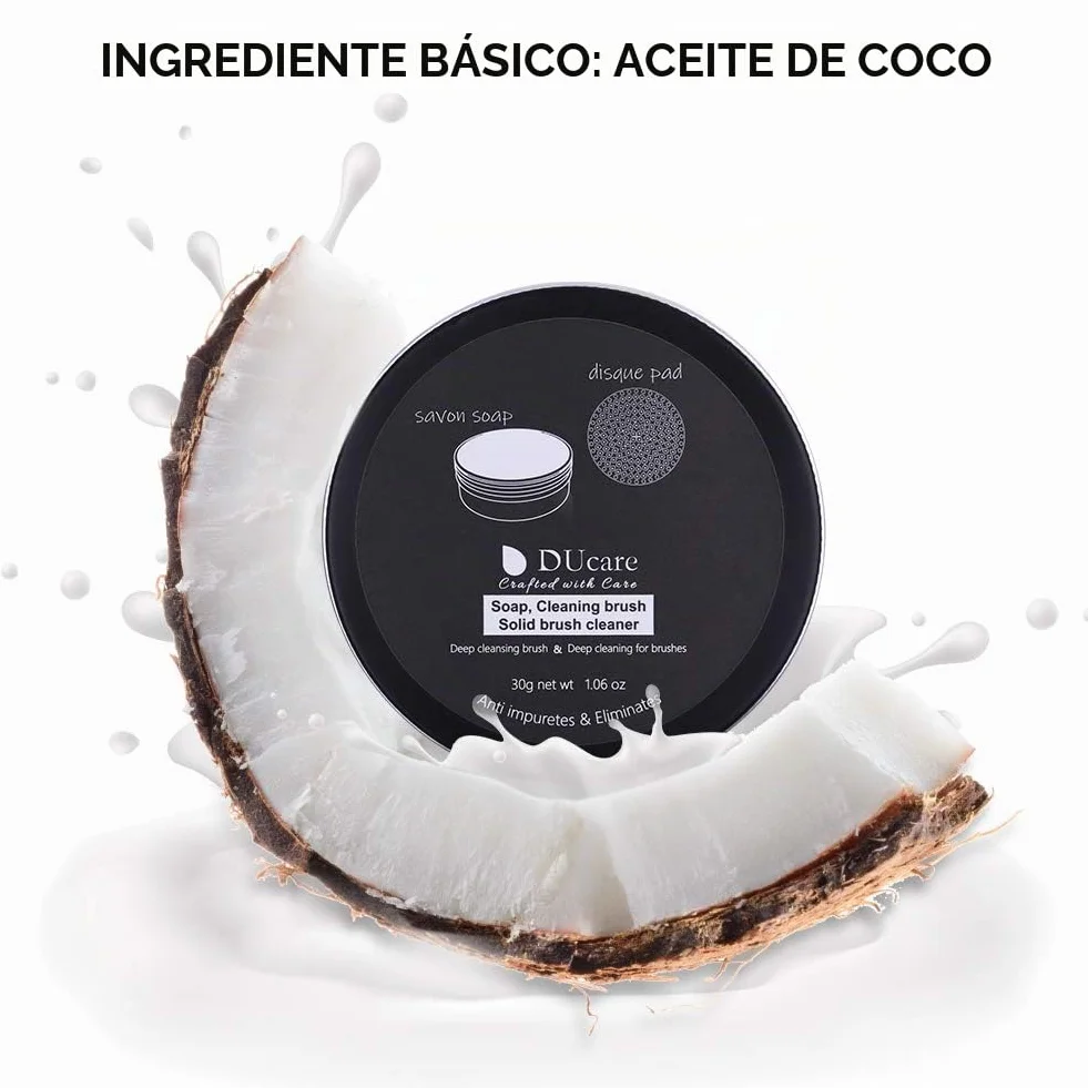 DUcare limpiador de brochas de maquillaje 2 piezas jabón 60g esponja eliminación color almohadilla silicona