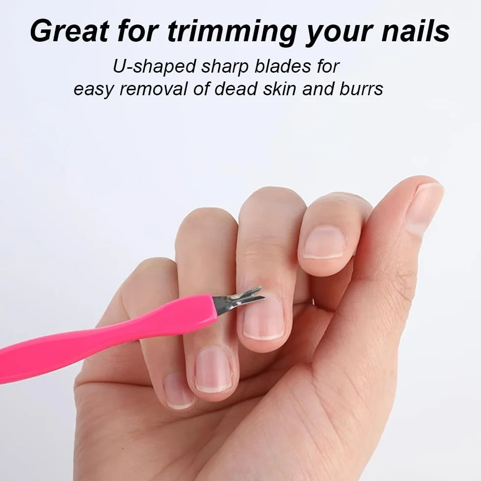 Empujador de Cutícula de Acero Inoxidable, 18 Pcs Cortacutículas de Doble Punta para Manicura