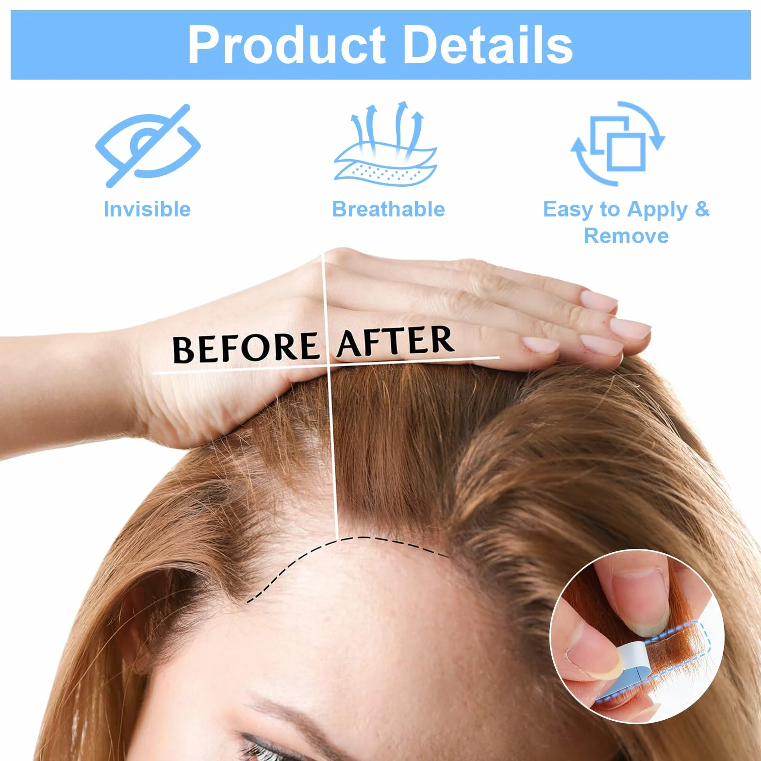 Flintronic Cinta Adhesiva para el Cabello 204pc, Adhesivo Doble Cara para Extensiones de Cabello