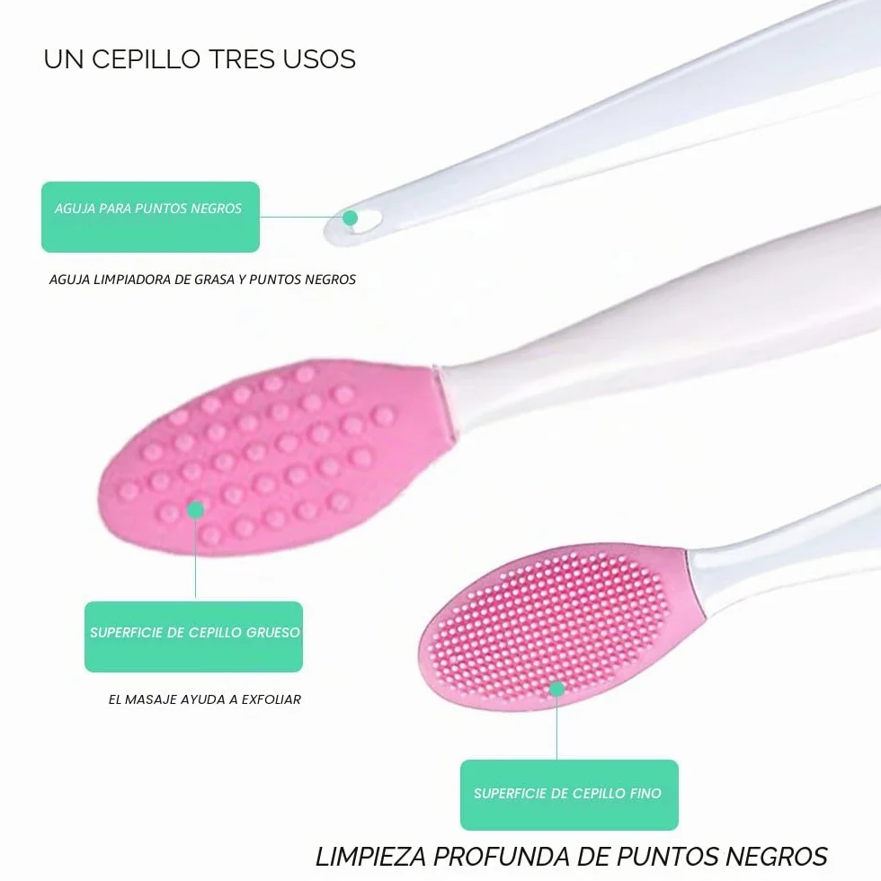 Cepillo Exfoliante de Silicona Doble Cara 4 Pcs Labios Suave