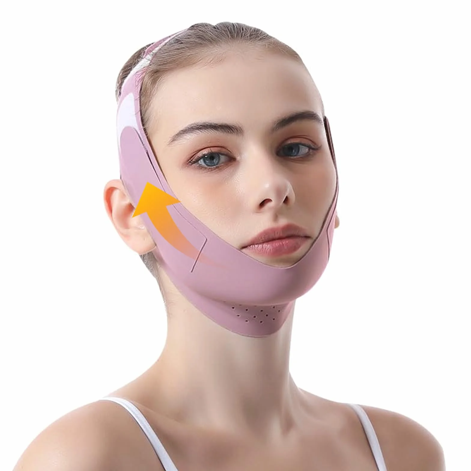 Jawliner Reductor de Papada Mentonera Postquirurgica Banda Facial Levantamiento Ajustable Transpirable Morado