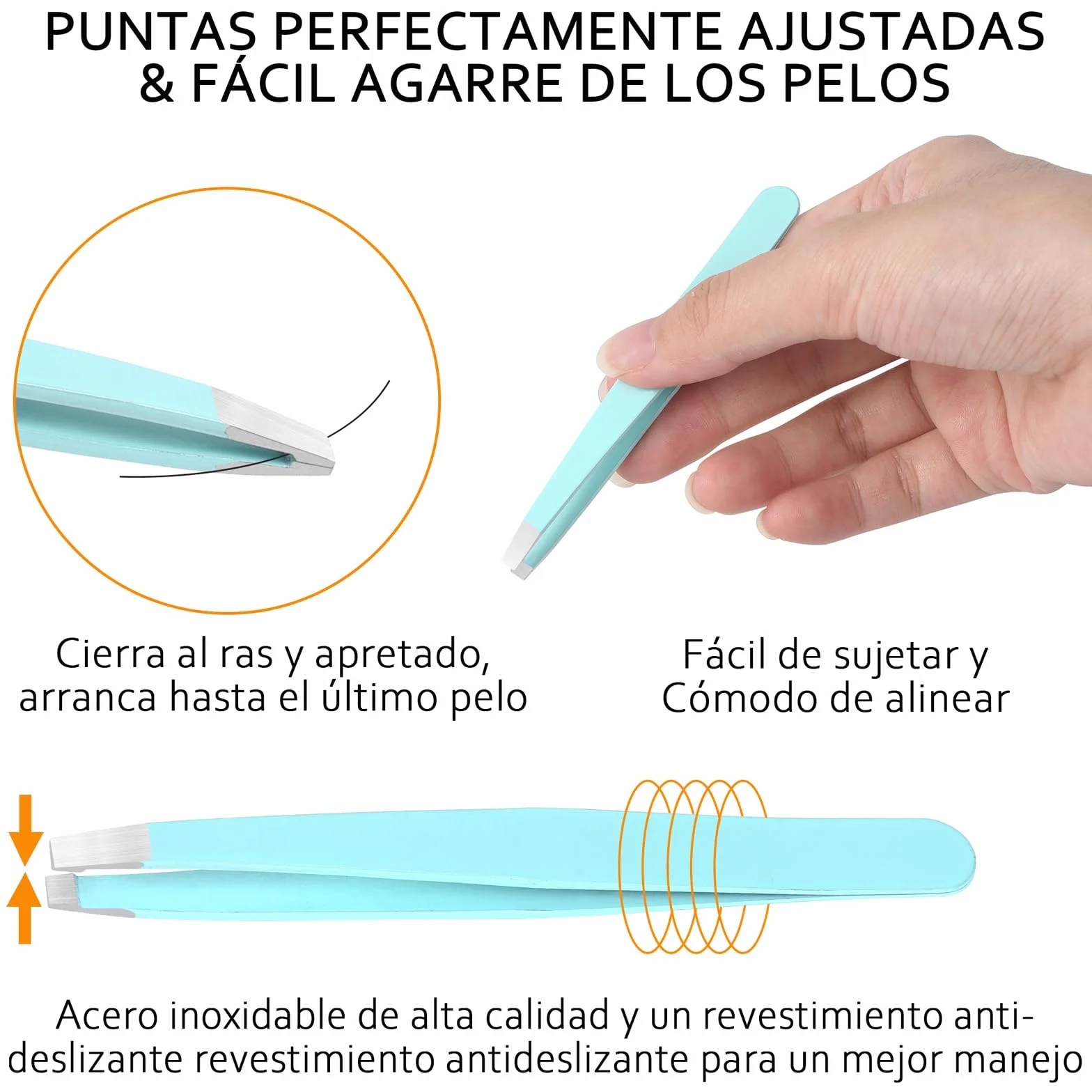 Pinzas de Depilar Cejas 3 Piezas Punta Plana Cangrejo Roma Fina con Estuche