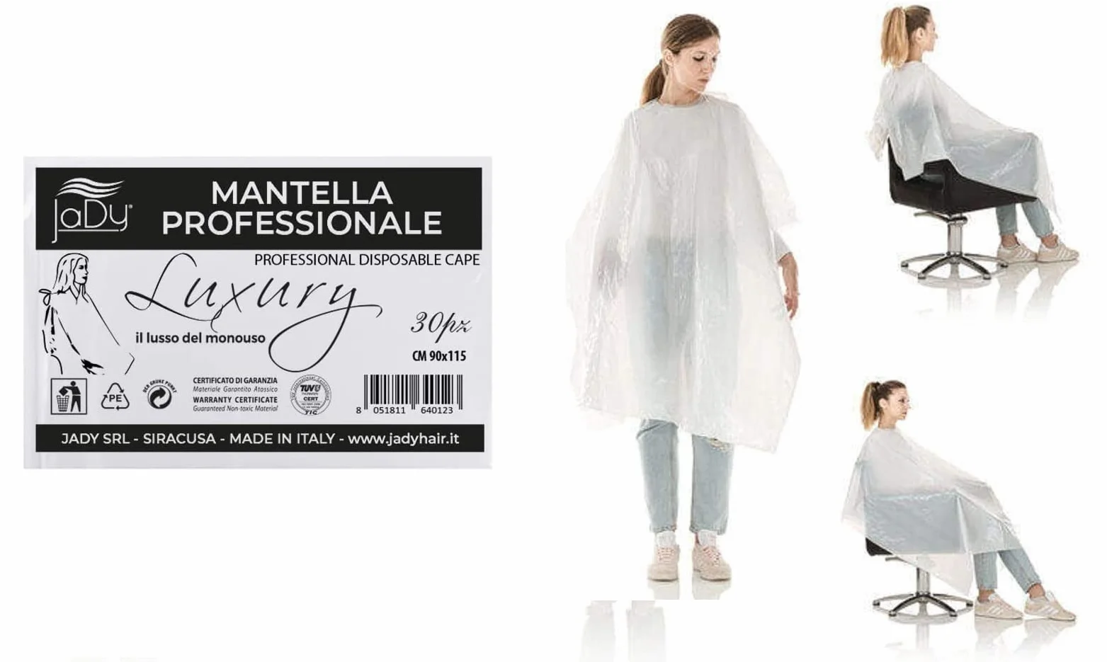 Capa de Peluquería Desechable Lujo, Paquete 30 Unidades, Para Teñir y Cortar Cabello