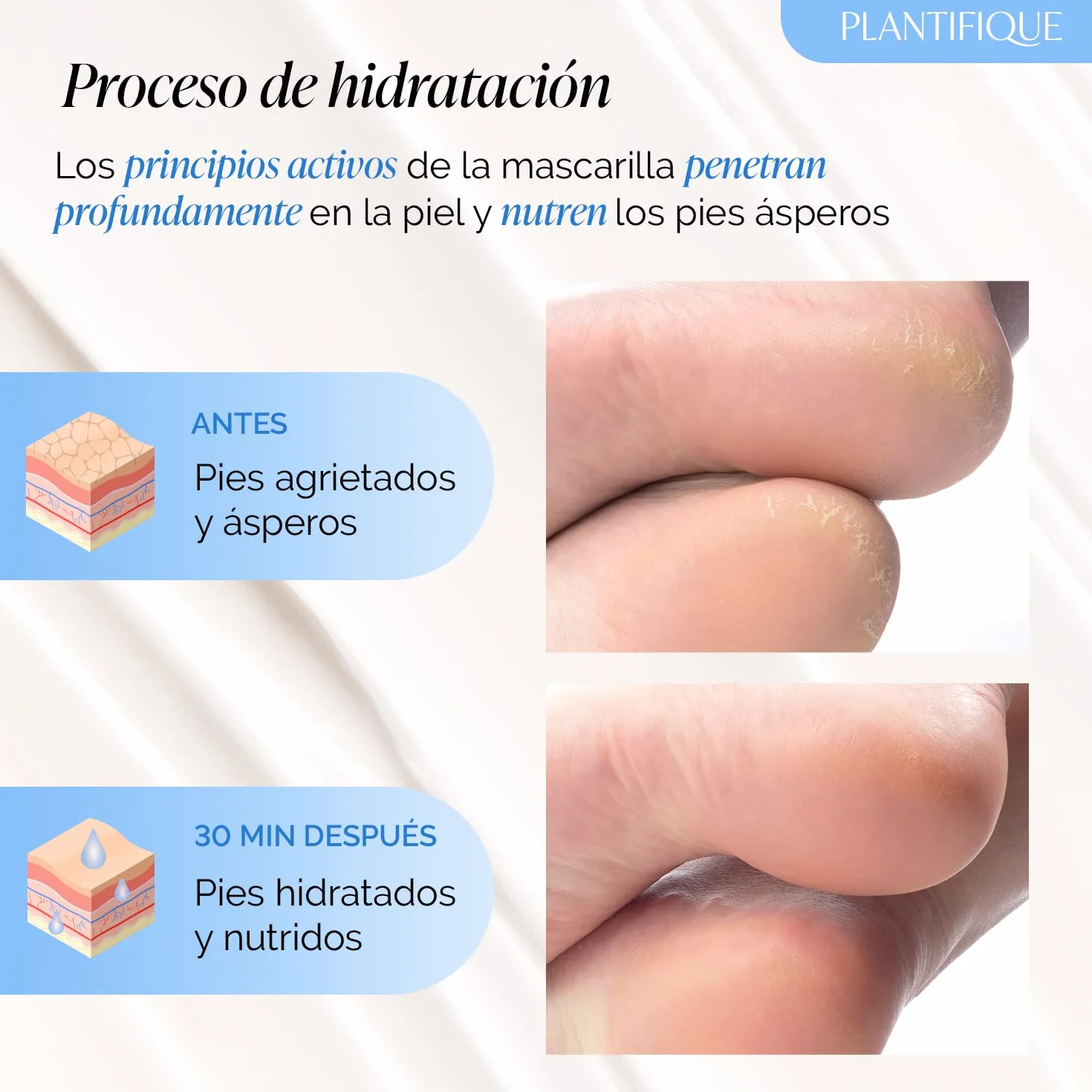 PLANTIFIQUE Korean Foot Mask 4 Pares Mascarilla Pies Hidratante para Pies Muy Secos y Agrietados