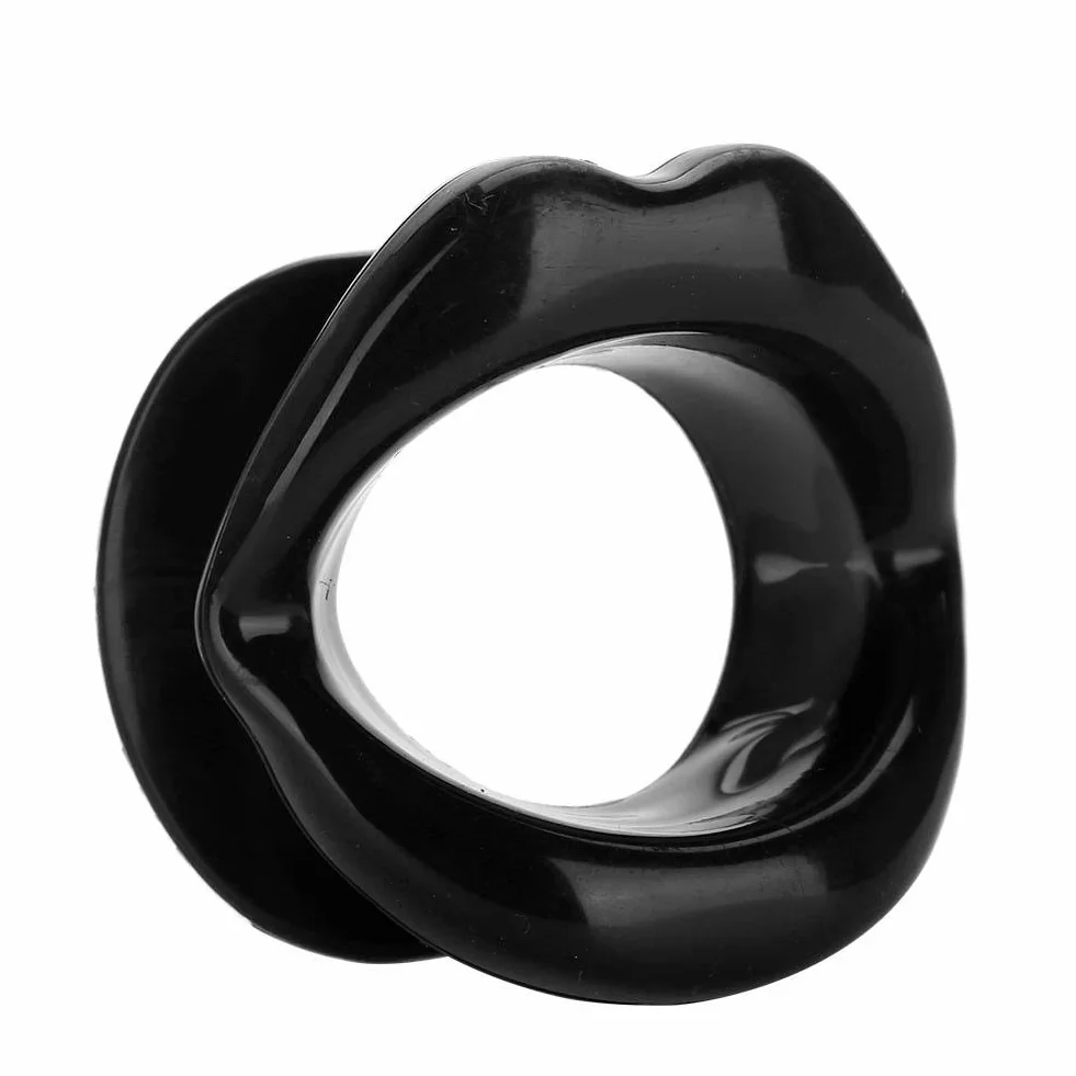 Entrenador de labios de silicona, ejercitador facial elevador, tensor muscular bucal antiarrugas (Negro)