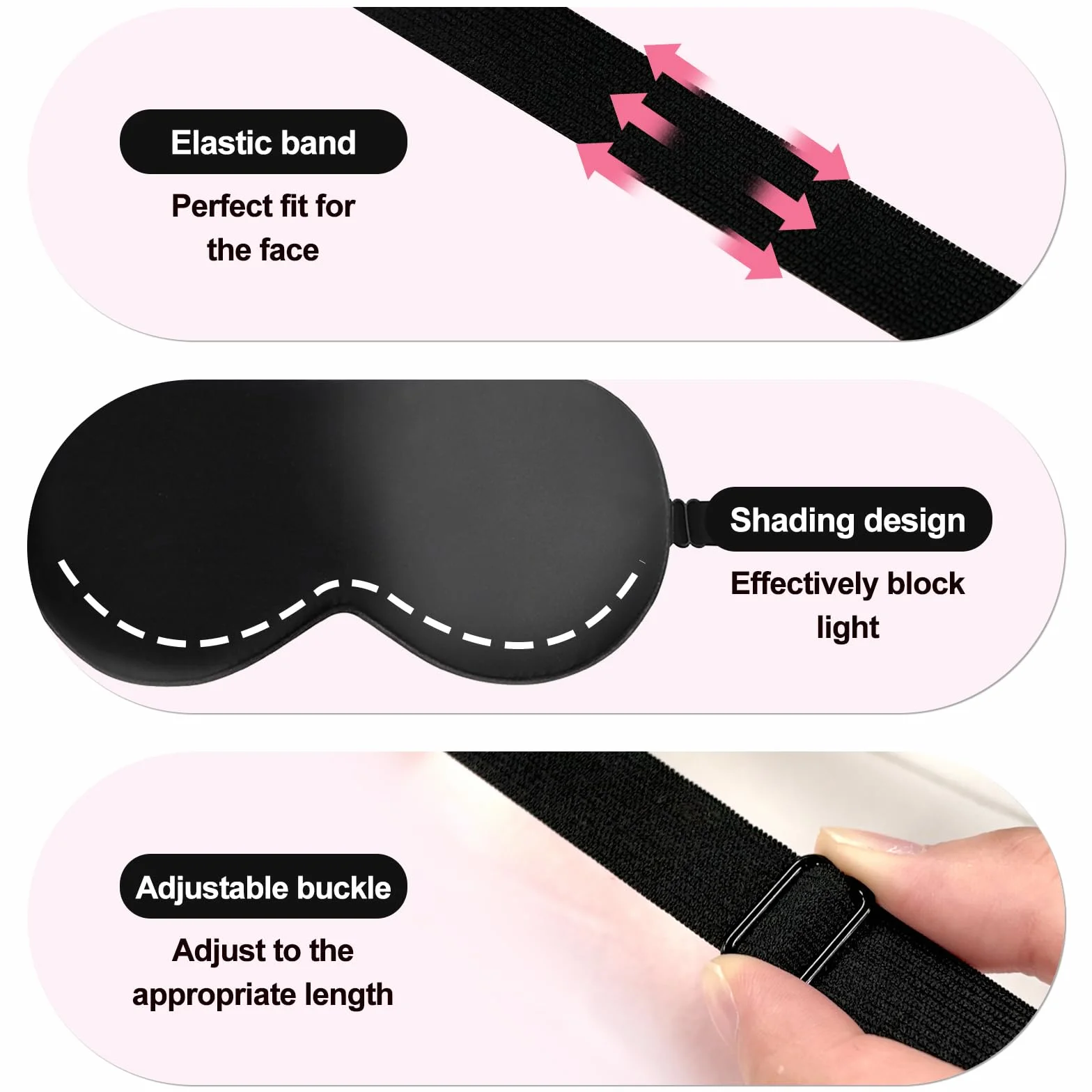Antifaz para Dormir de Seda, Ultrasuave con Correa Ajustable, 2 Piezas para Hombre Mujer Niños Viaje Yoga