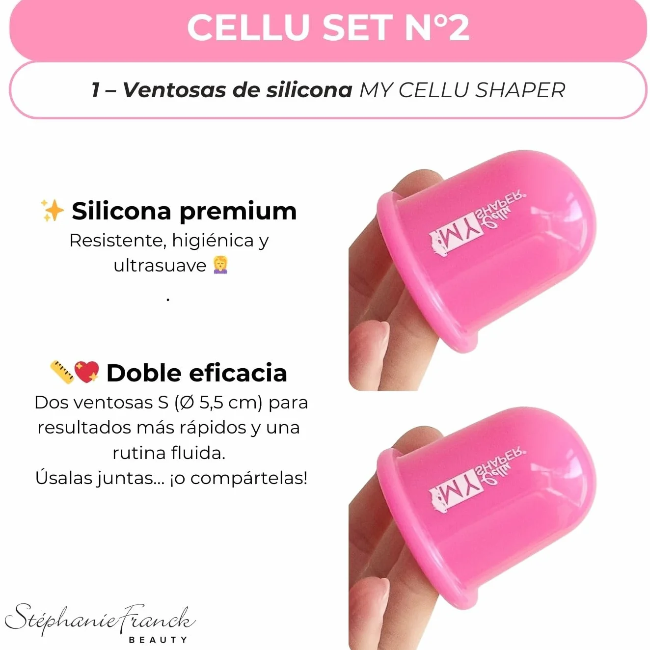 Stephanie Franck Beauty Set de Herramientas para Masaje N. 3 - Rodillo My Body Shaper, Ventosas My Cellu Shaper 5,5 cm, Banda Yoga, Metro