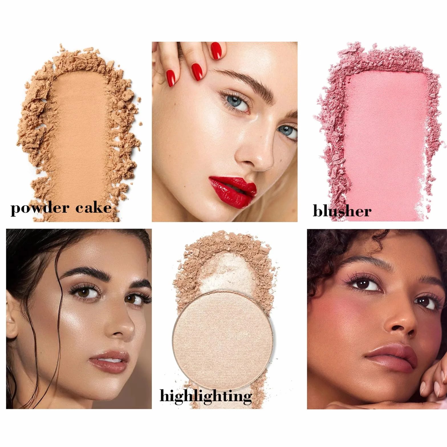 Joyeee Paleta de Blush Highlight & Contour con Pincel, Kit de Colorete en Polvo