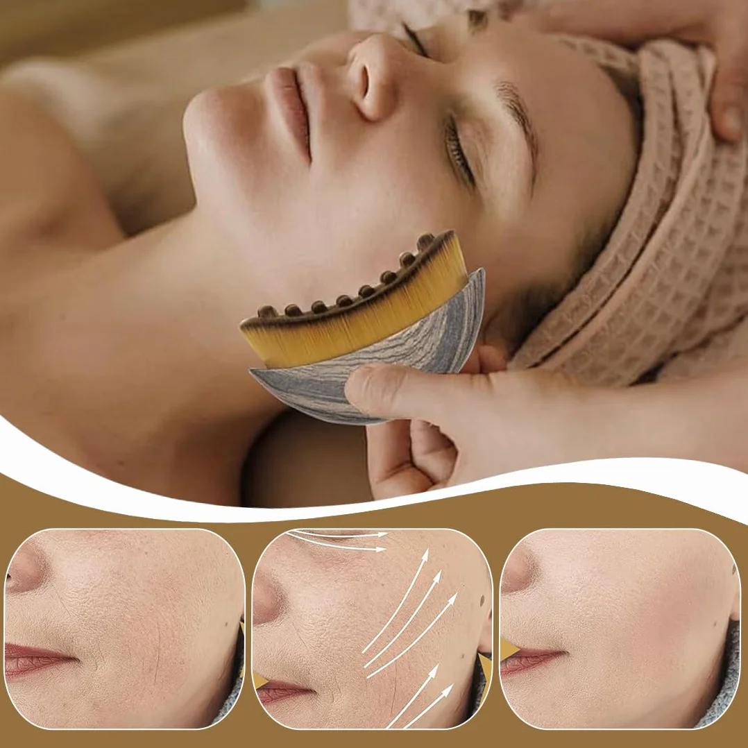 Cepillo Facial Masajeador Linfático para Rostro, Drenaje Facial, Contorno de Barbilla y Mandíbula, 1 Unidad con Caja Almacenamiento Marrón