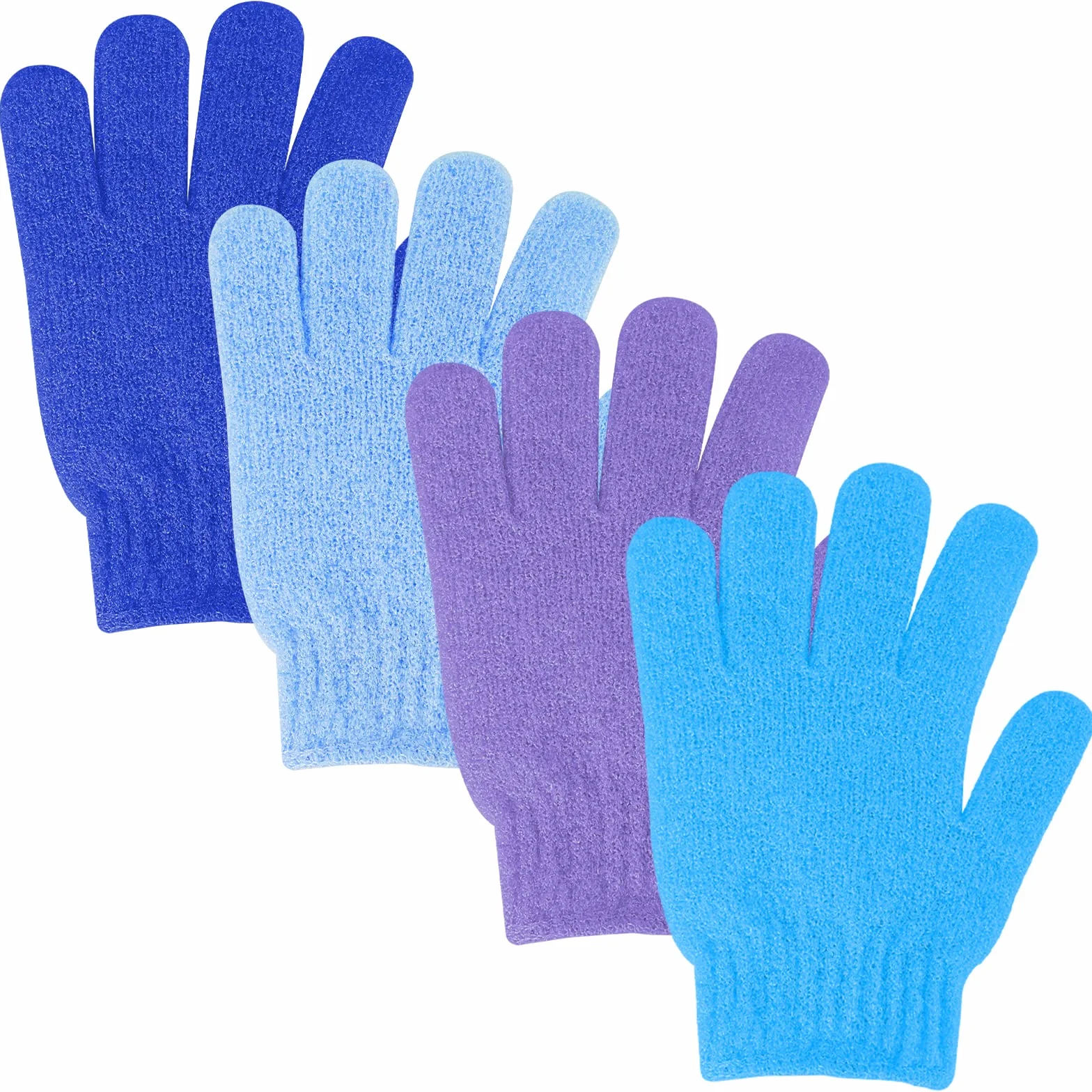 Sibba 4 Guantes Ducha Exfoliantes Doble Cara Baño Exfoliante Corporal Removedor Piel Muerta Manoplas Naturales