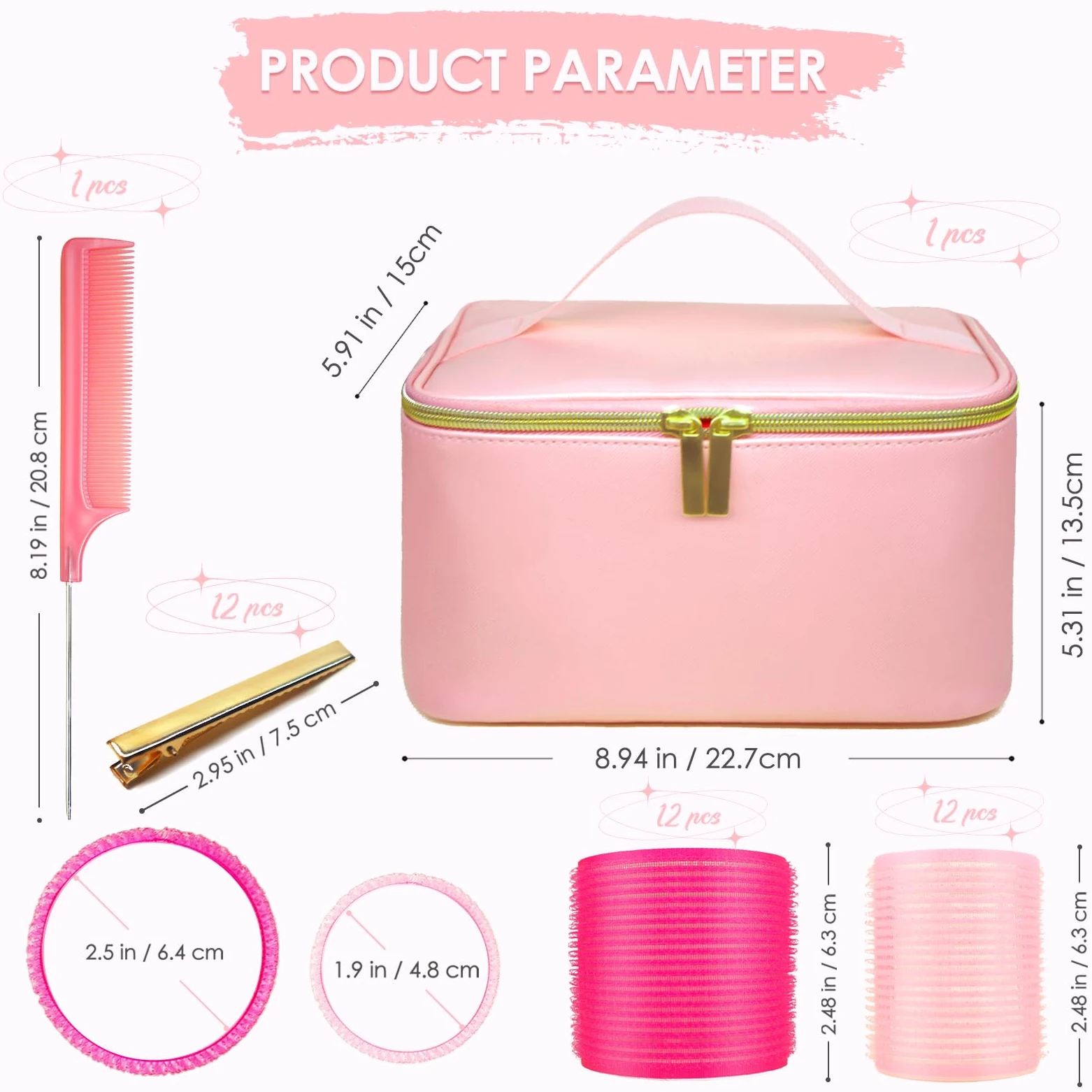 38 rodillos de pelo de tamaño jumbo con bolsa de cosméticos grande gratis, 12 clips, 2 tamaños (12 x jumbo + 12 x grande), 1 peine, rodillos rizadores de pelo ARTIRNANOG para cabello largo, medio,